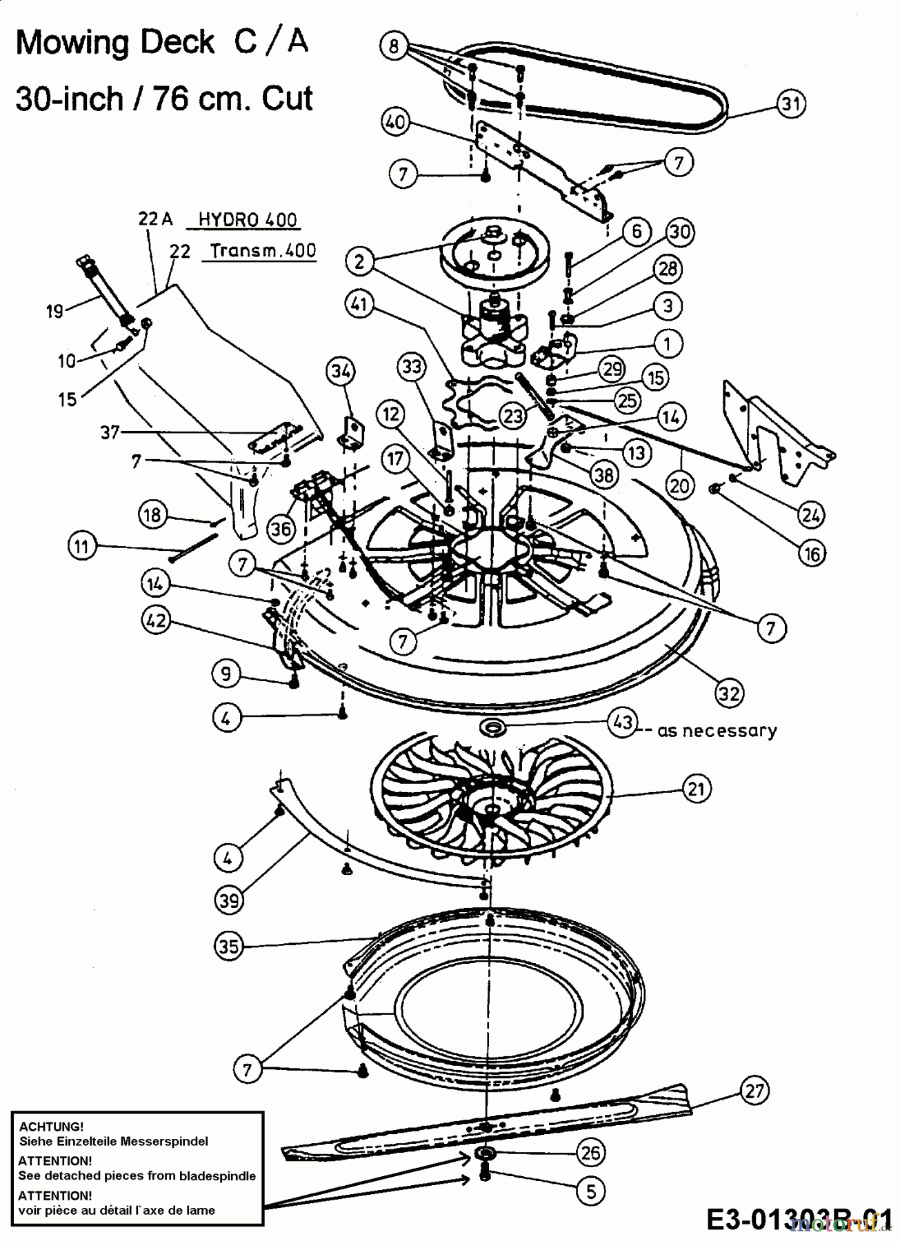  Raiffeisen Rasentraktoren RMH 13-76 13A5472A628  (1998) Mähwerk C (30