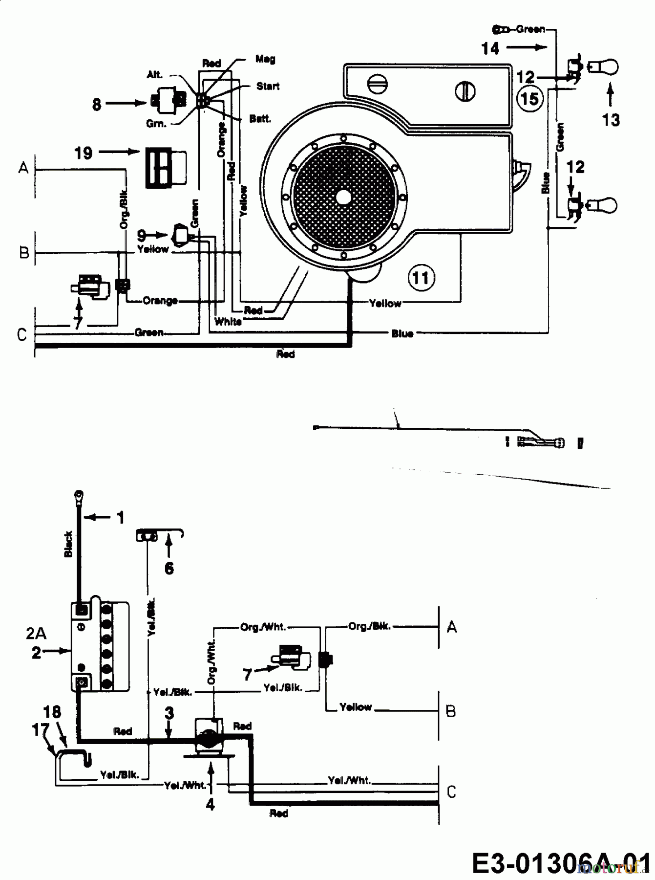  Univert Rasentraktoren UN 125 BF 13BL47GE663  (1998) Schaltplan Einzylinder