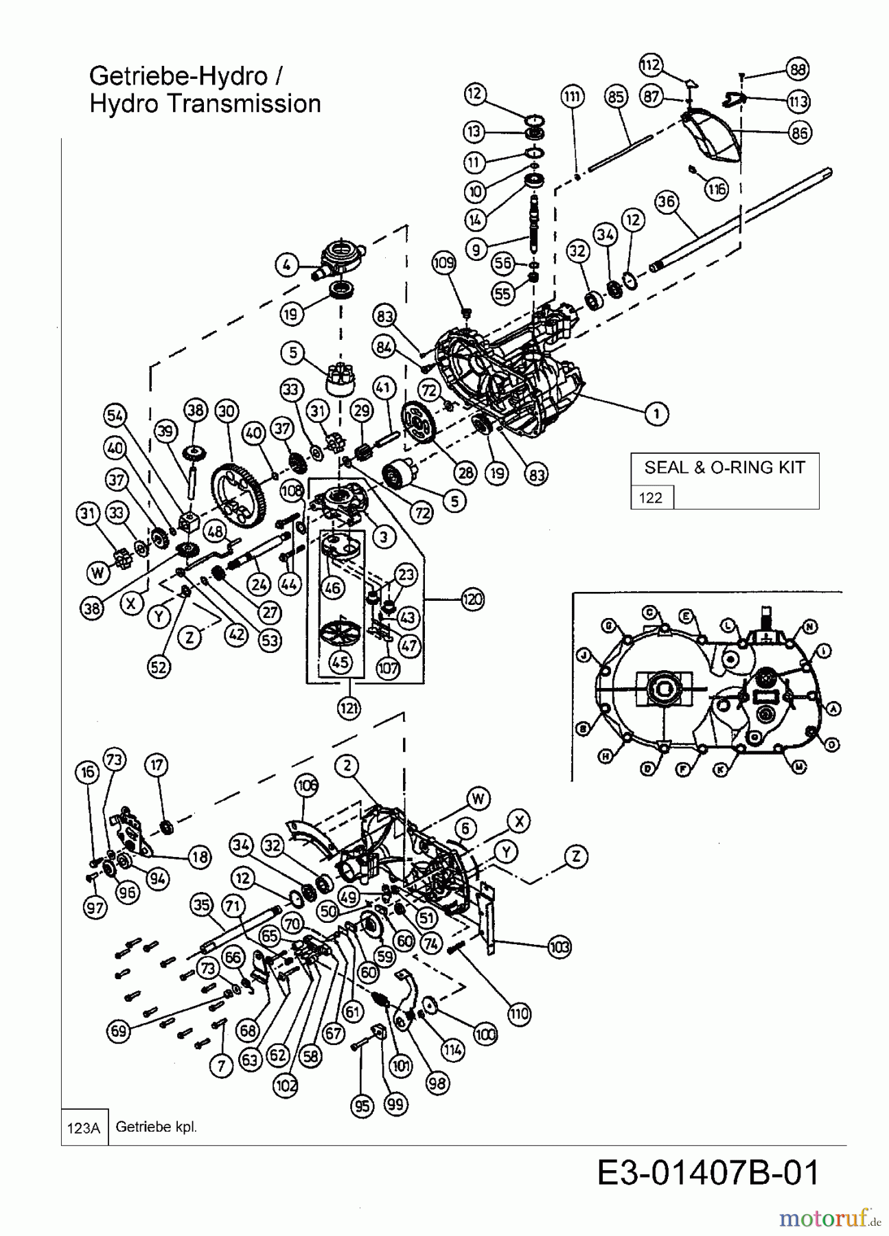  MTD Tracteurs de pelouse SN 180 H 13BQ518N678  (2003) Boîte de vitesse hydrostatique