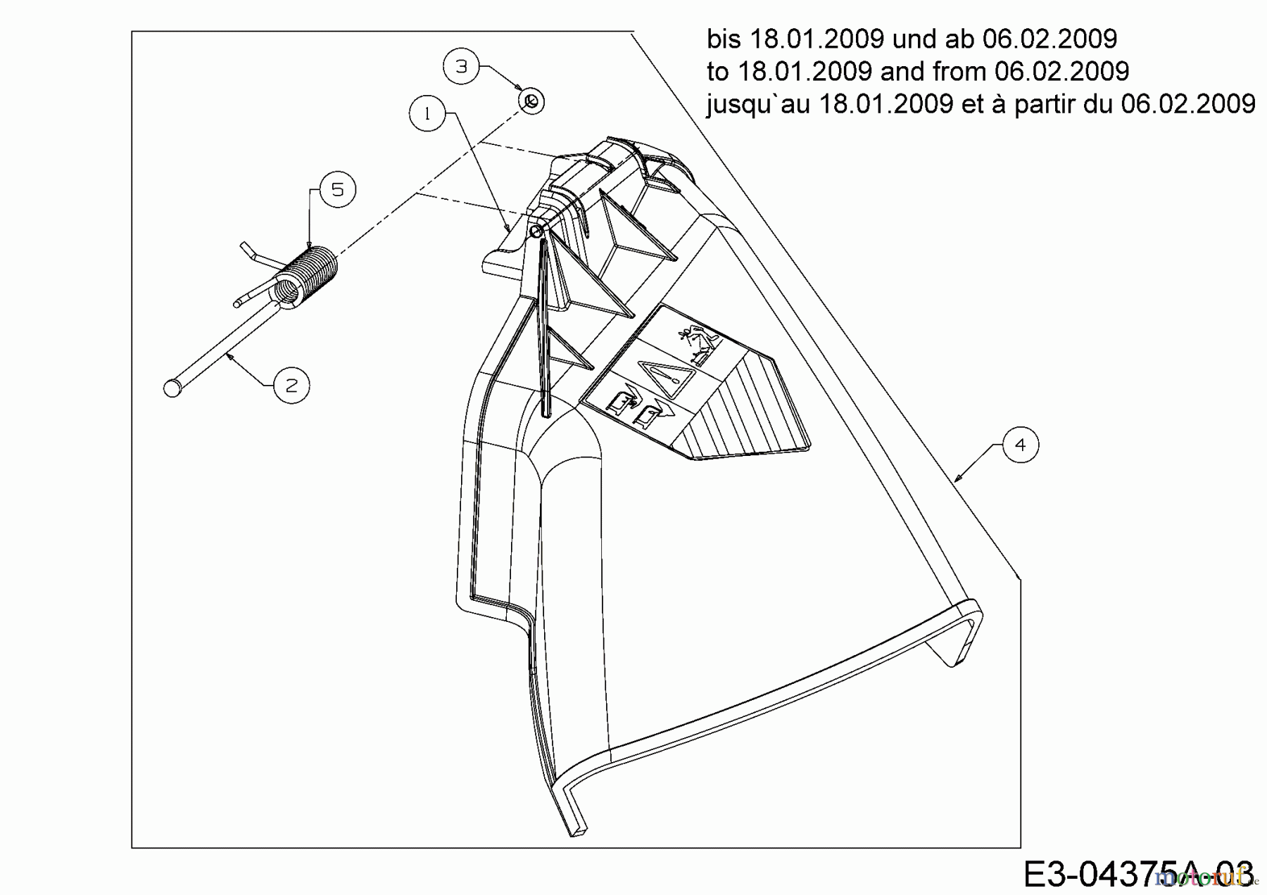  Variolux Rasentraktoren V-RTS 175/107 T 13AN77TG620  (2009) Deflektor bis 18.01.2009 und ab 06.02.2009