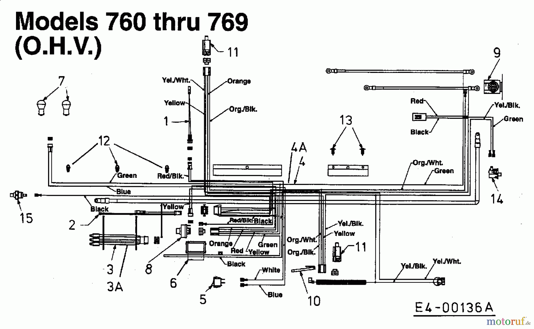  Yard-Man Tracteurs de pelouse TN 7140 13AA764N643  (1997) Plan electrique pour O.H.V.