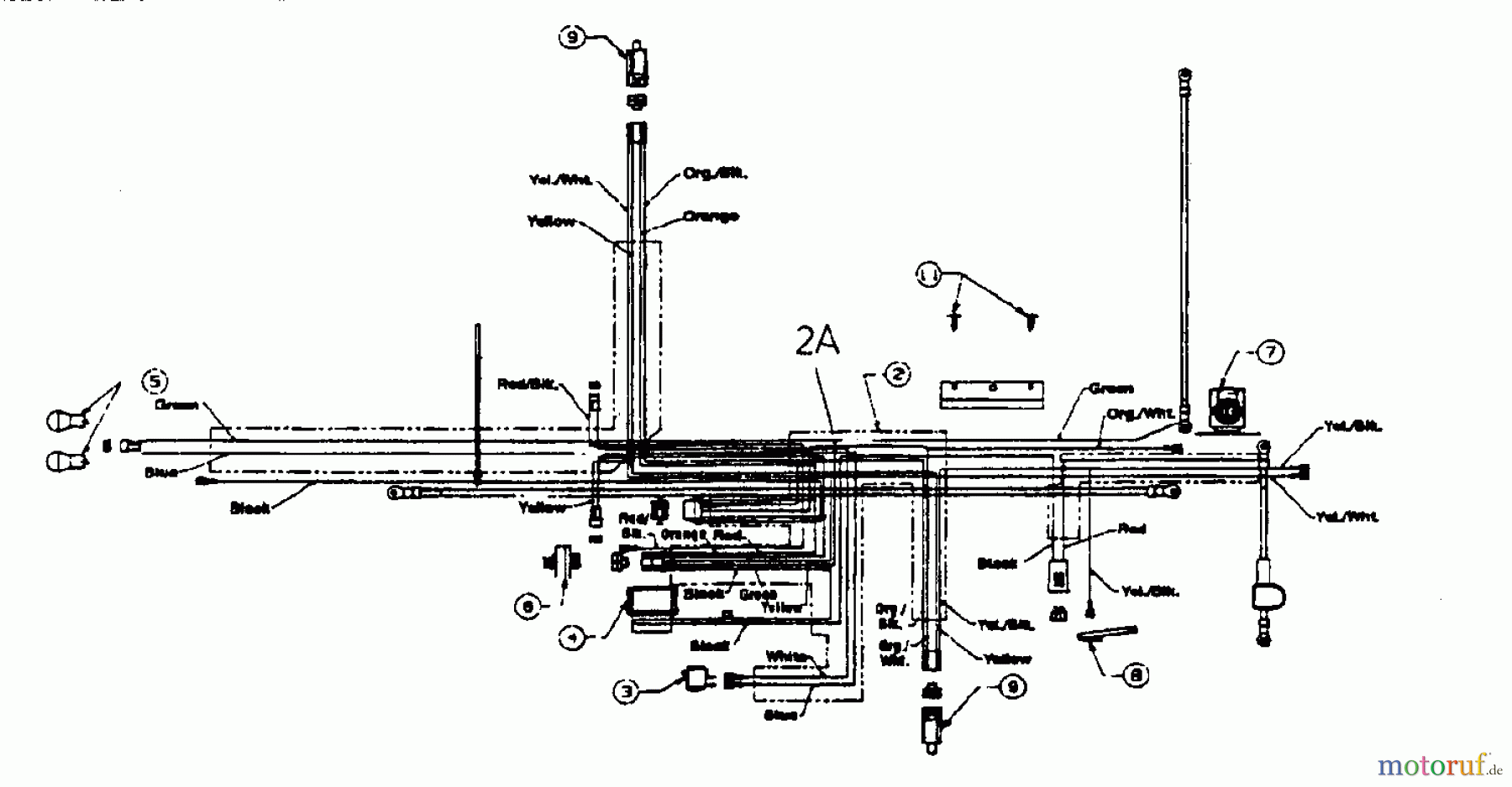  MTD Tracteurs de pelouse H 160 13AF695G678  (1998) Plan electrique pour O.H.V.