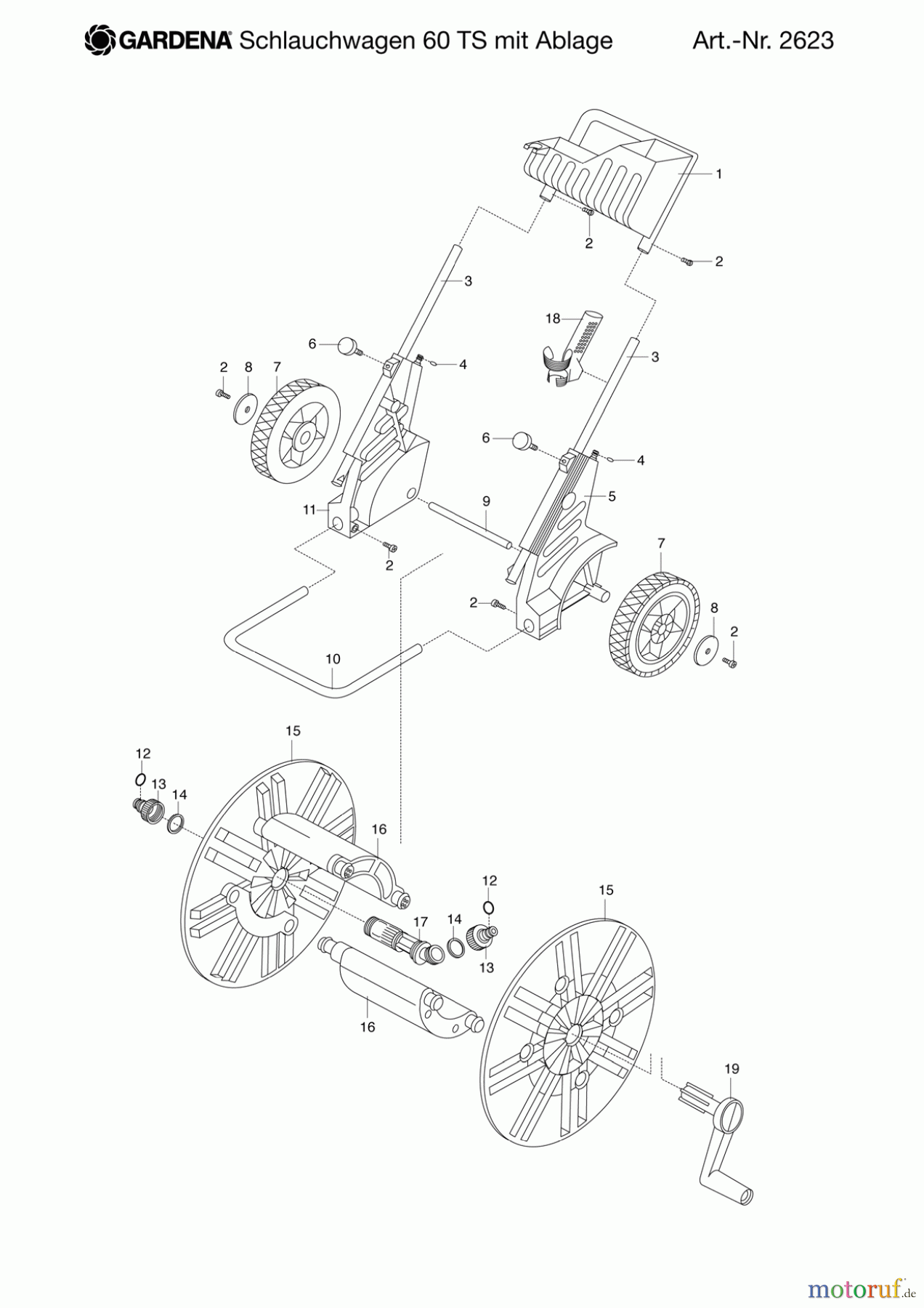  Gardena Wassertechnik Schlauchwagen Schlauchwagen 60 TS mit Ablage