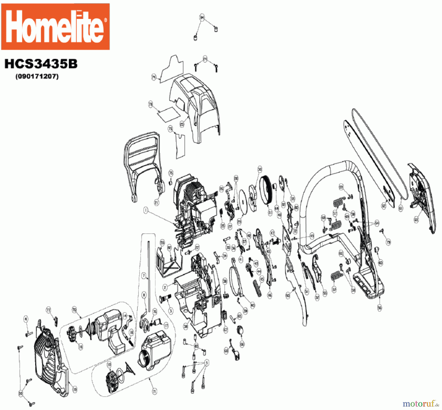  Homelite Motorsägen Benzin HCS3435B Seite 1