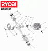 Ryobi Benzin RCS3335C Ersatzteile Kurbelwelle, Zylinder
