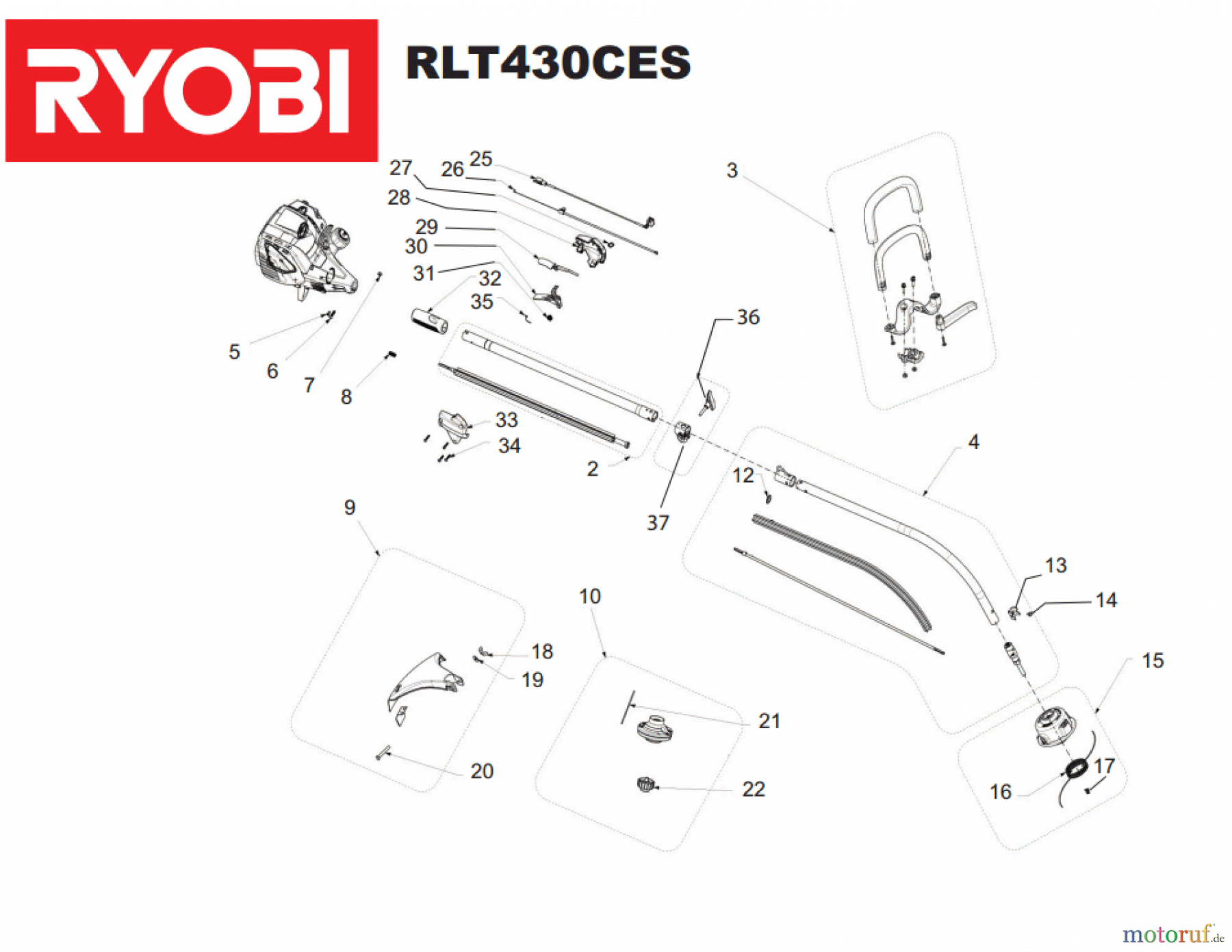  Ryobi Rasentrimmer Benzin RLT430CES Seite 1