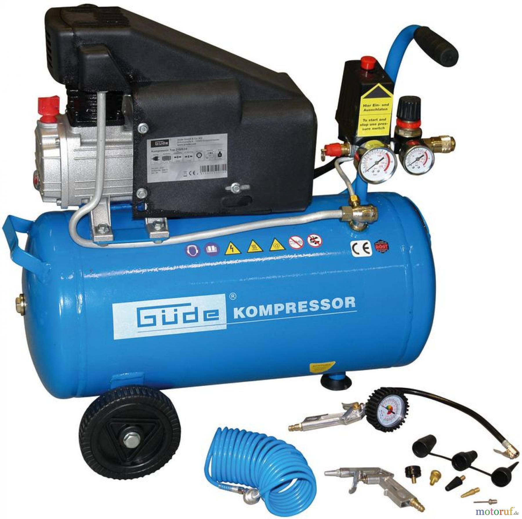  Güde Drucklufttechnik Kompressoren-Sets Ölgeschmiert bis 50l Kessel KOMPRESSORSET 215/8/24 12TLG - 71090