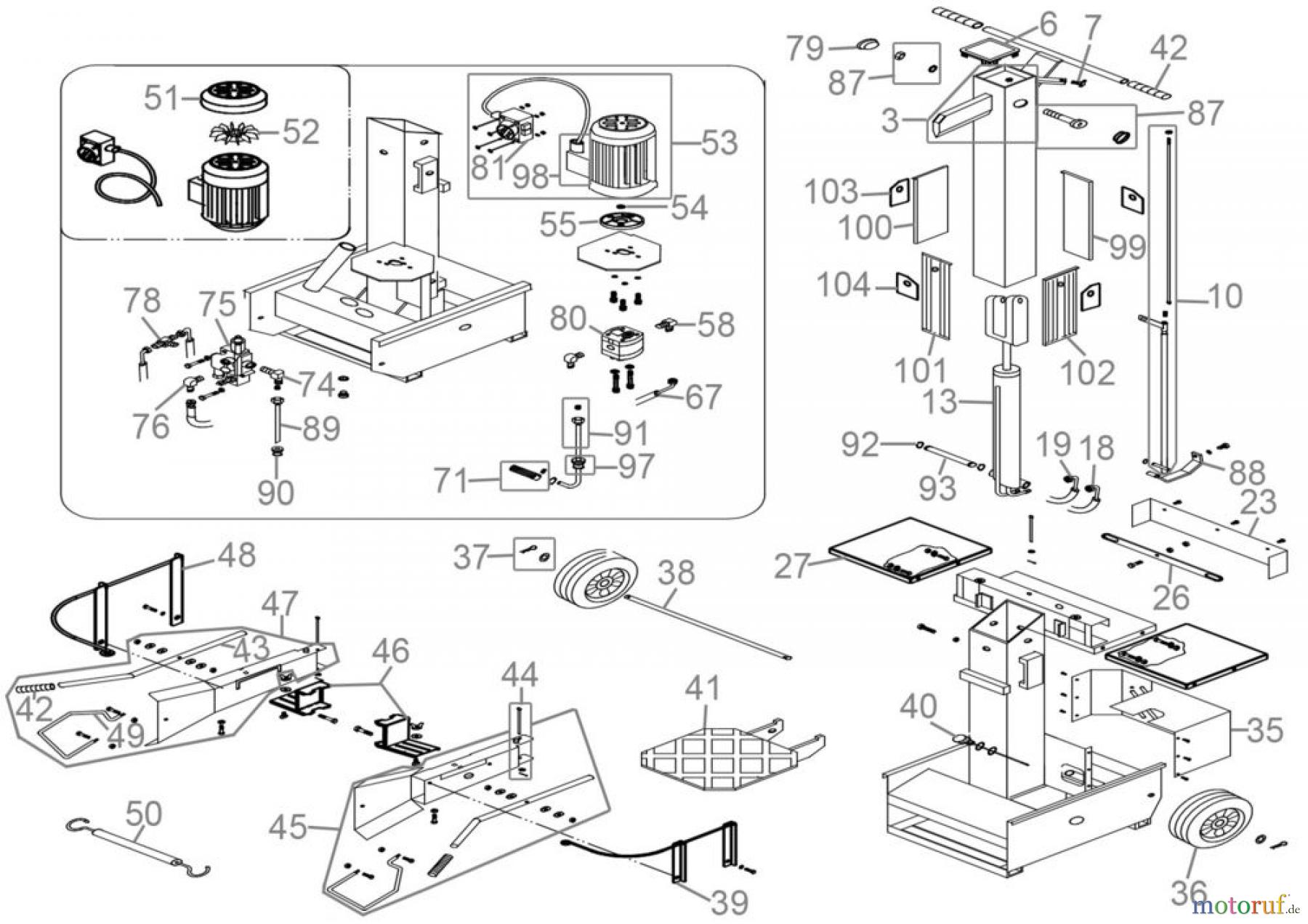  Güde Brennholzbearbeitung Holzspalter 8 bis 10 t Spaltdruck HOLZSPALTER GHS 500/8TE - 02052  FSL02052-01