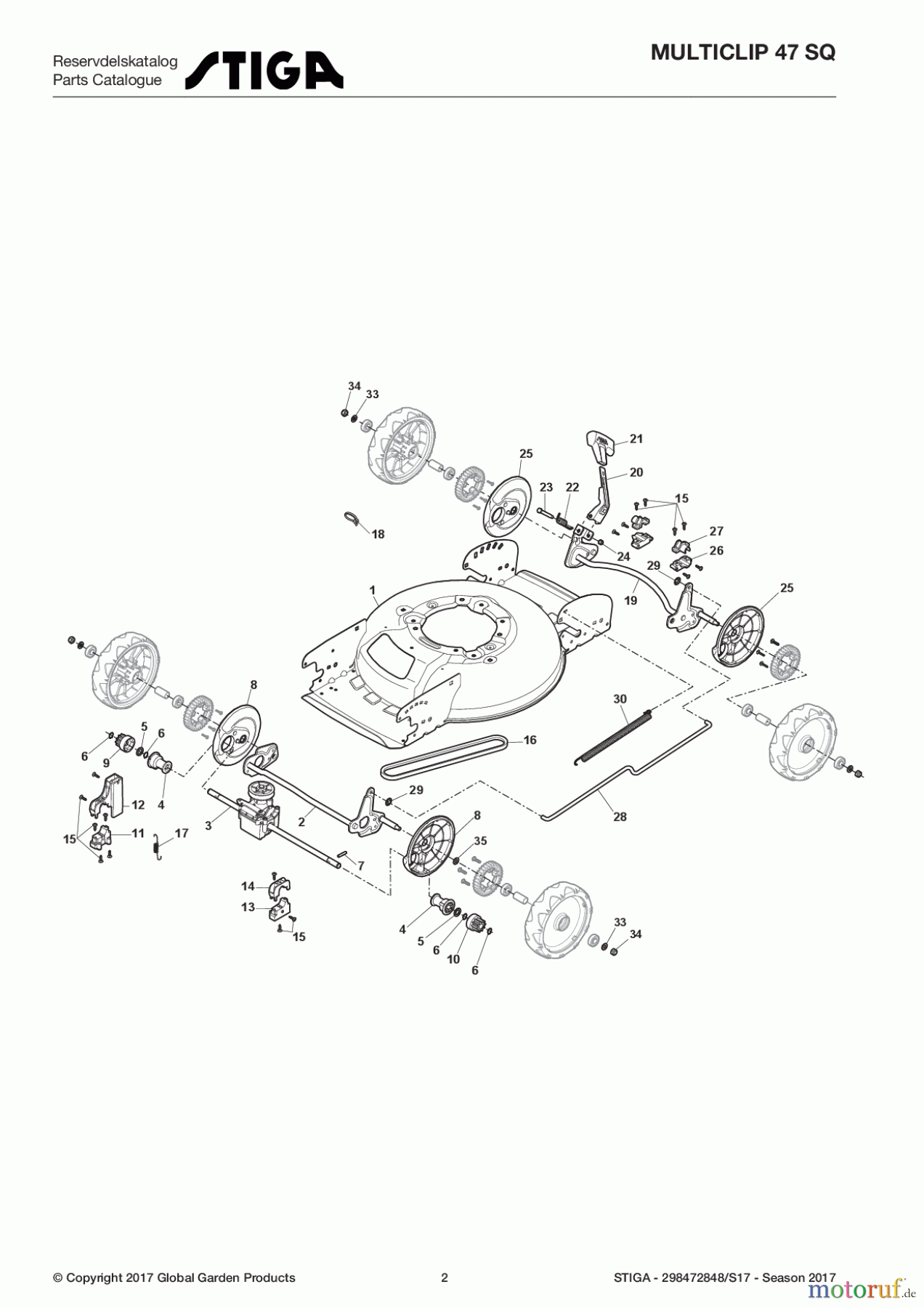  Stiga Rasenmäher Baujahr 2017 Benzin Mit Antrieb 2017 MULTICLIP 47 SQ 298472848/S17 - Season 2017 Deck And Height Adjusting