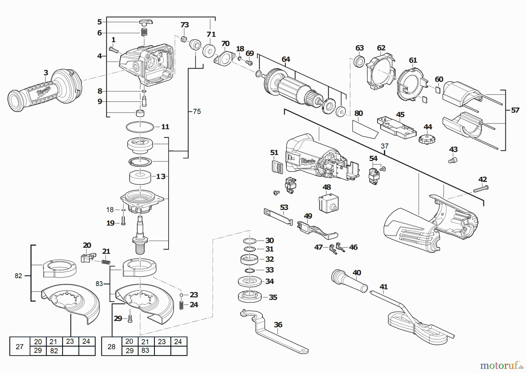  Milwaukee Kabelgeführte Geräte Schleifen und Polieren Schleifer 115mm AGV 13-125 XE Seite 1