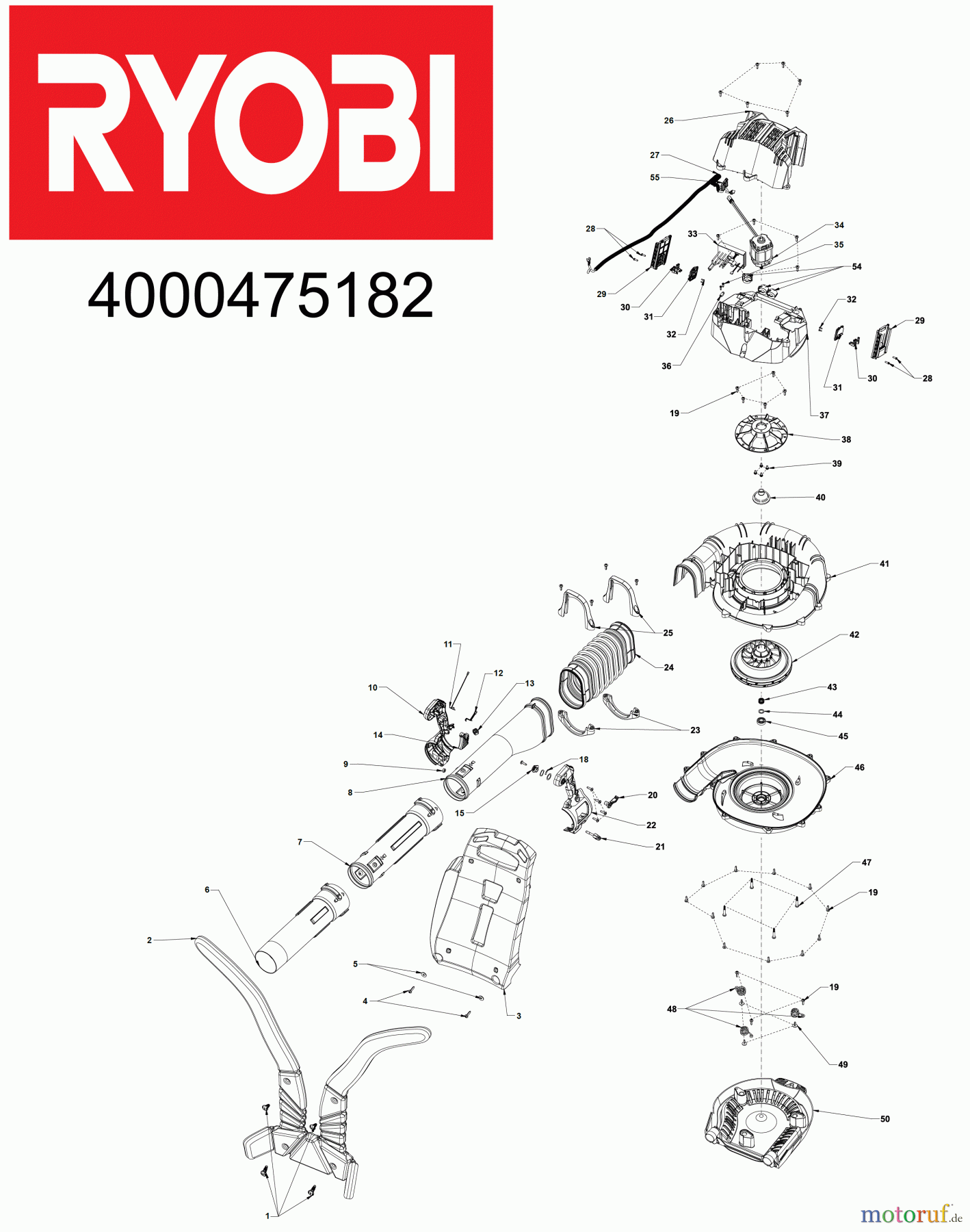  Ryobi Laubsauger und Laubbläser Blasgeräte RY36BPXA 36 V MAX POWER Brushless Akku-Laubgebläse, Luftgeschwindigkeit 232 km/h, rückentragbar Seite 1