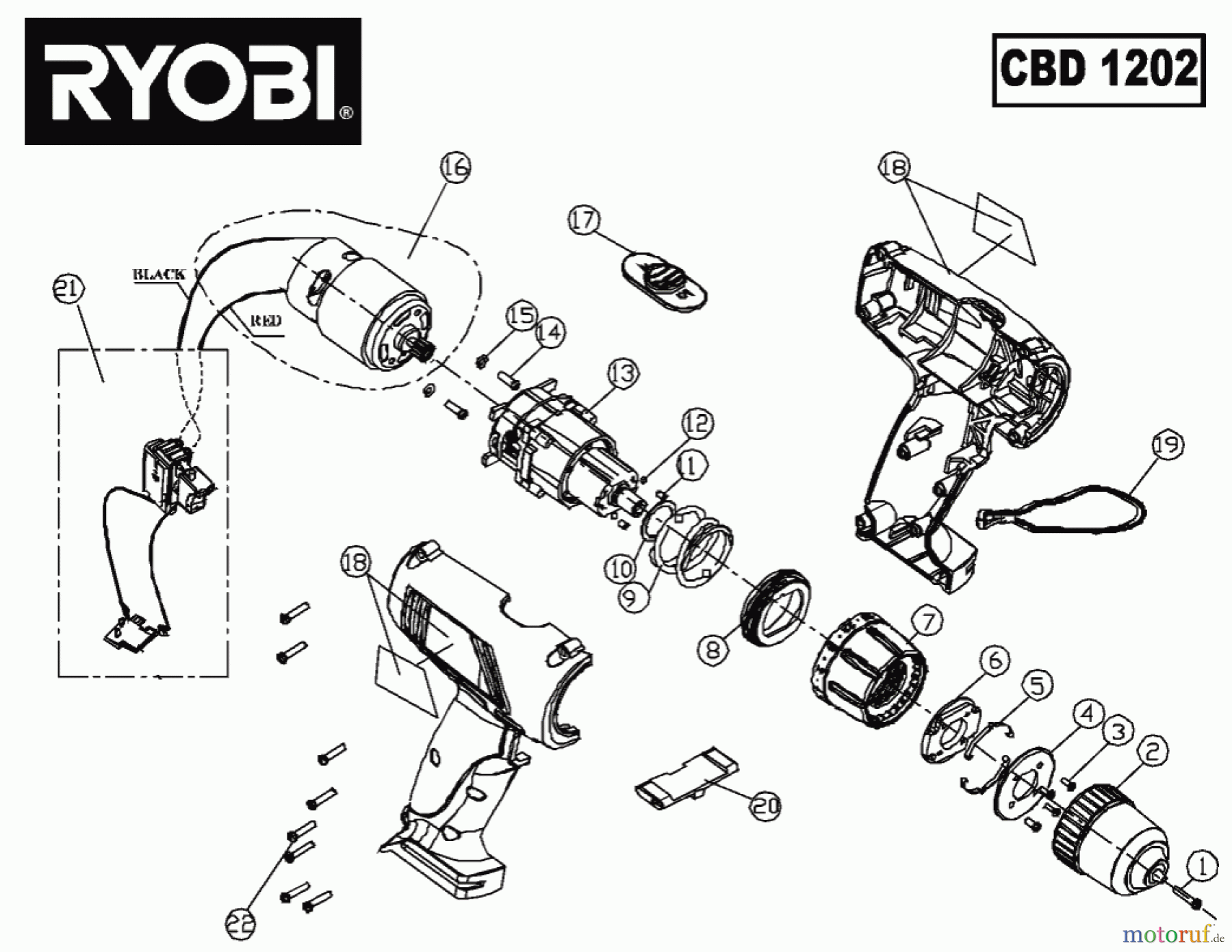  Ryobi (Schlag-)Bohrschrauber Bohrschrauber CBD1202