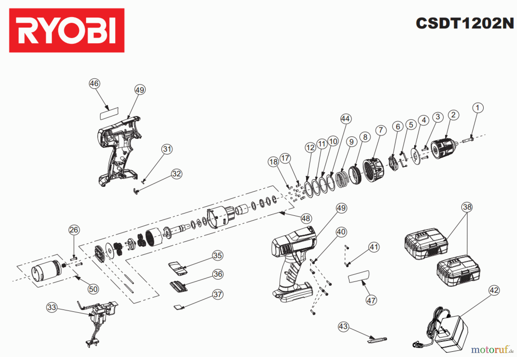  Ryobi (Schlag-)Bohrschrauber Bohrschrauber CSDT1202N Seite 1