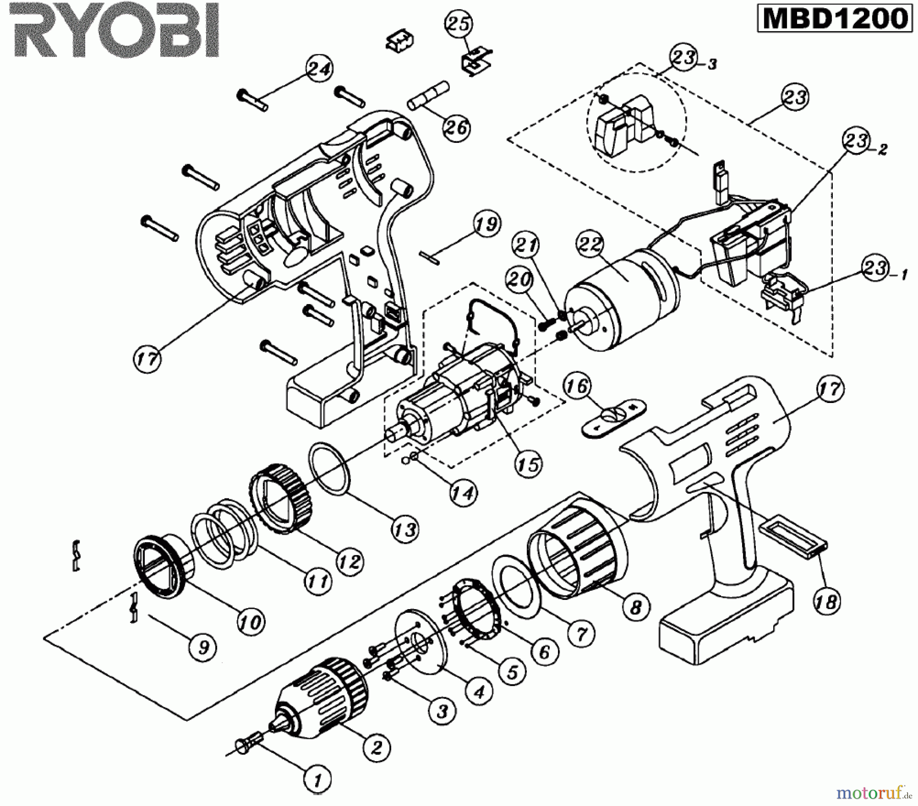  Ryobi (Schlag-)Bohrschrauber Bohrschrauber MBD1200