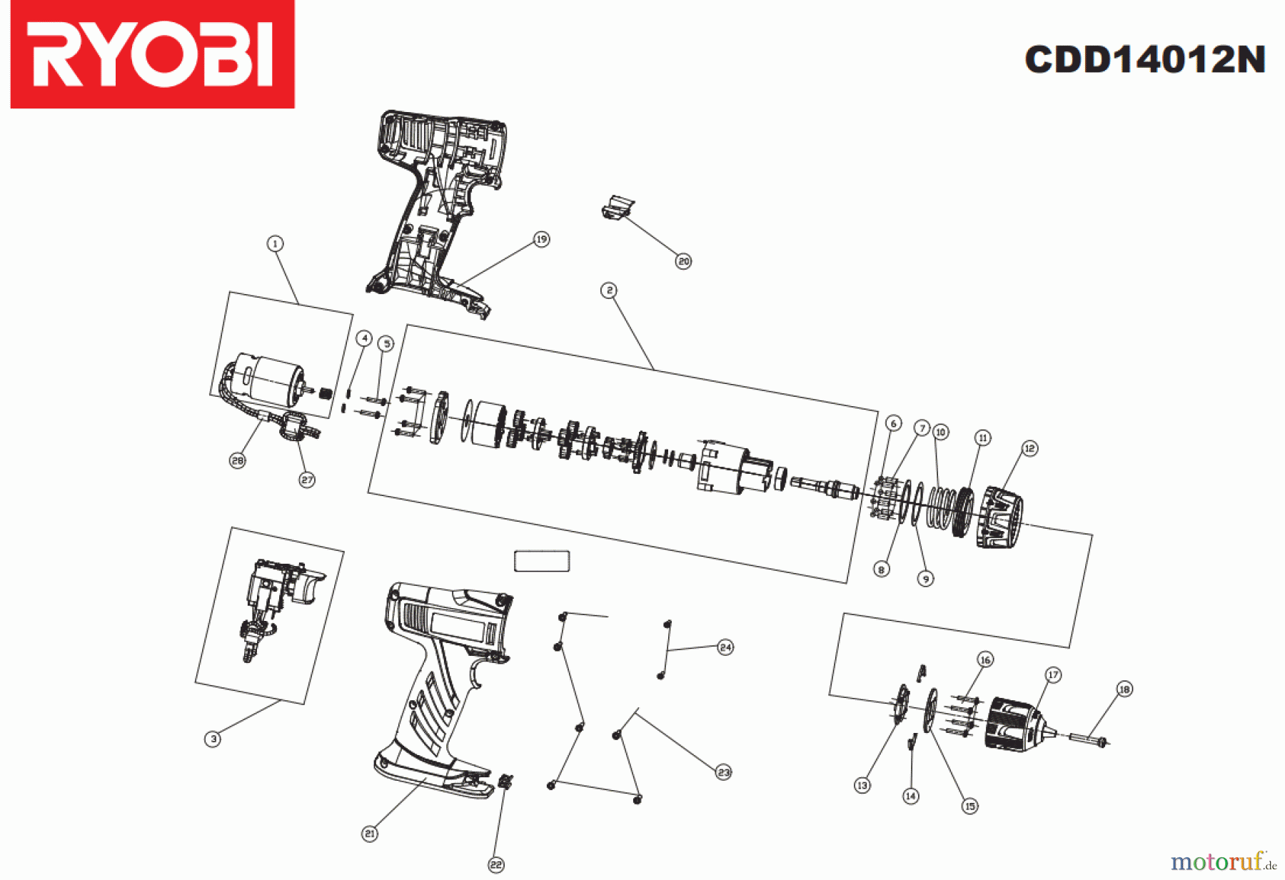  Ryobi (Schlag-)Bohrschrauber Bohrschrauber CDD14012N Seite 1