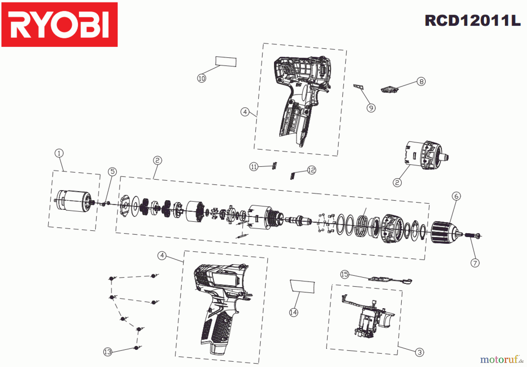  Ryobi (Schlag-)Bohrschrauber Bohrschrauber RCD12011L  Seite 1