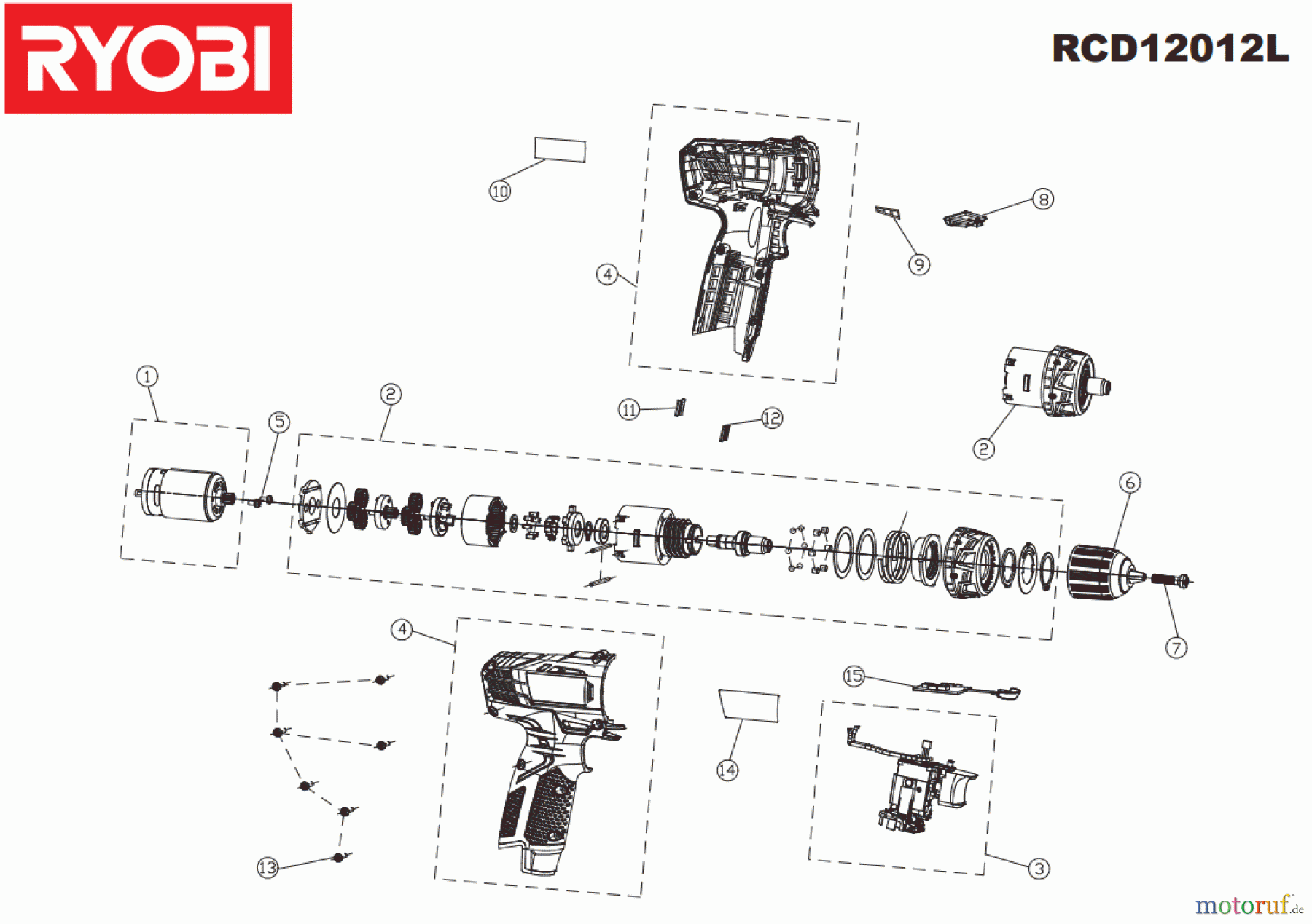  Ryobi (Schlag-)Bohrschrauber Bohrschrauber RCD12012L Seite 1