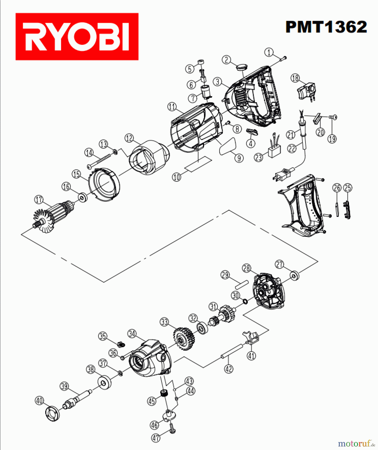  Ryobi (Schlag-)Bohrschrauber Mischer PMT1362 Seite 1