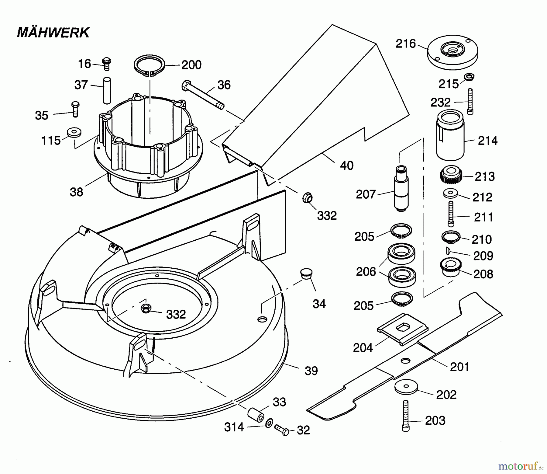  Wolf-Garten Scooter SV 4 6150000 Series A  (1997) Deck housing, Blade, Blade adapter