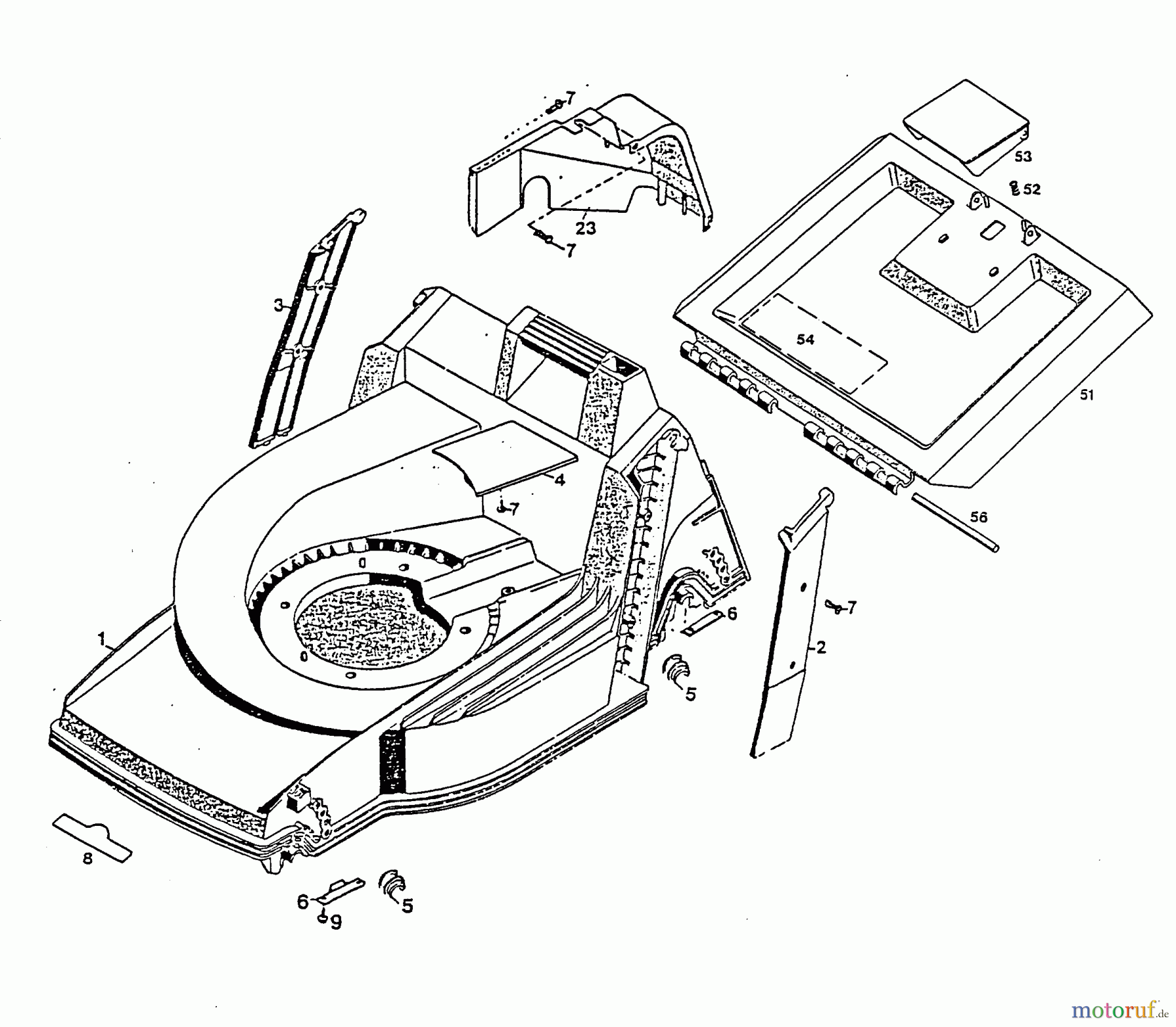  Wolf-Garten Motormäher mit Antrieb 6.42 BAi 4725000 Serie B  (1998) Heckklappe, Mähwerksgehäuse