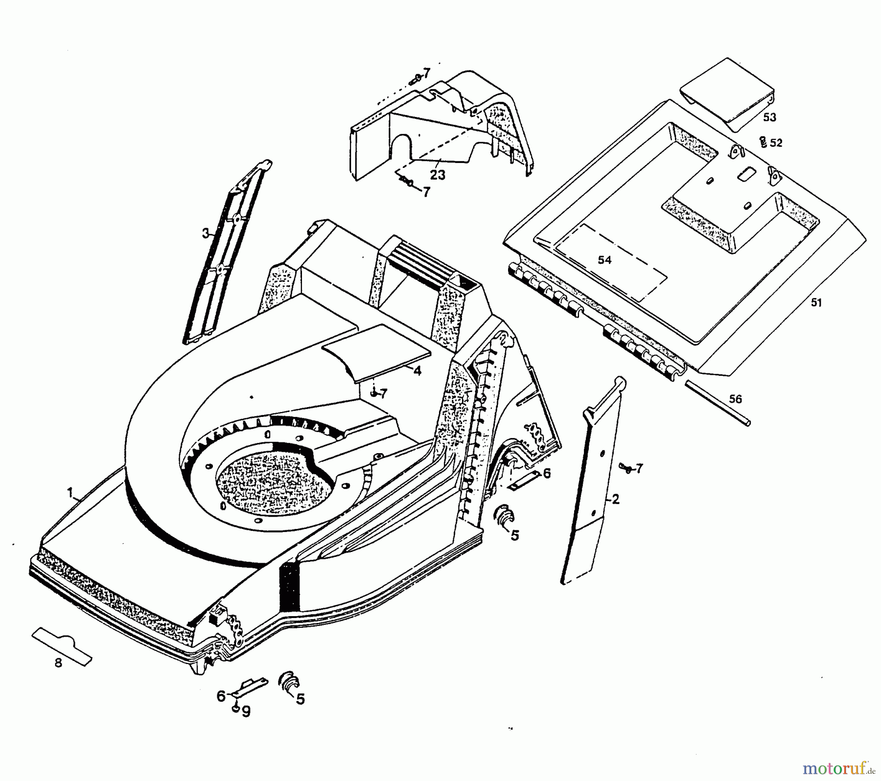  Wolf-Garten Motormäher 6.42 H 4775000 Serie A, B  (1998) Heckklappe, Mähwerksgehäuse