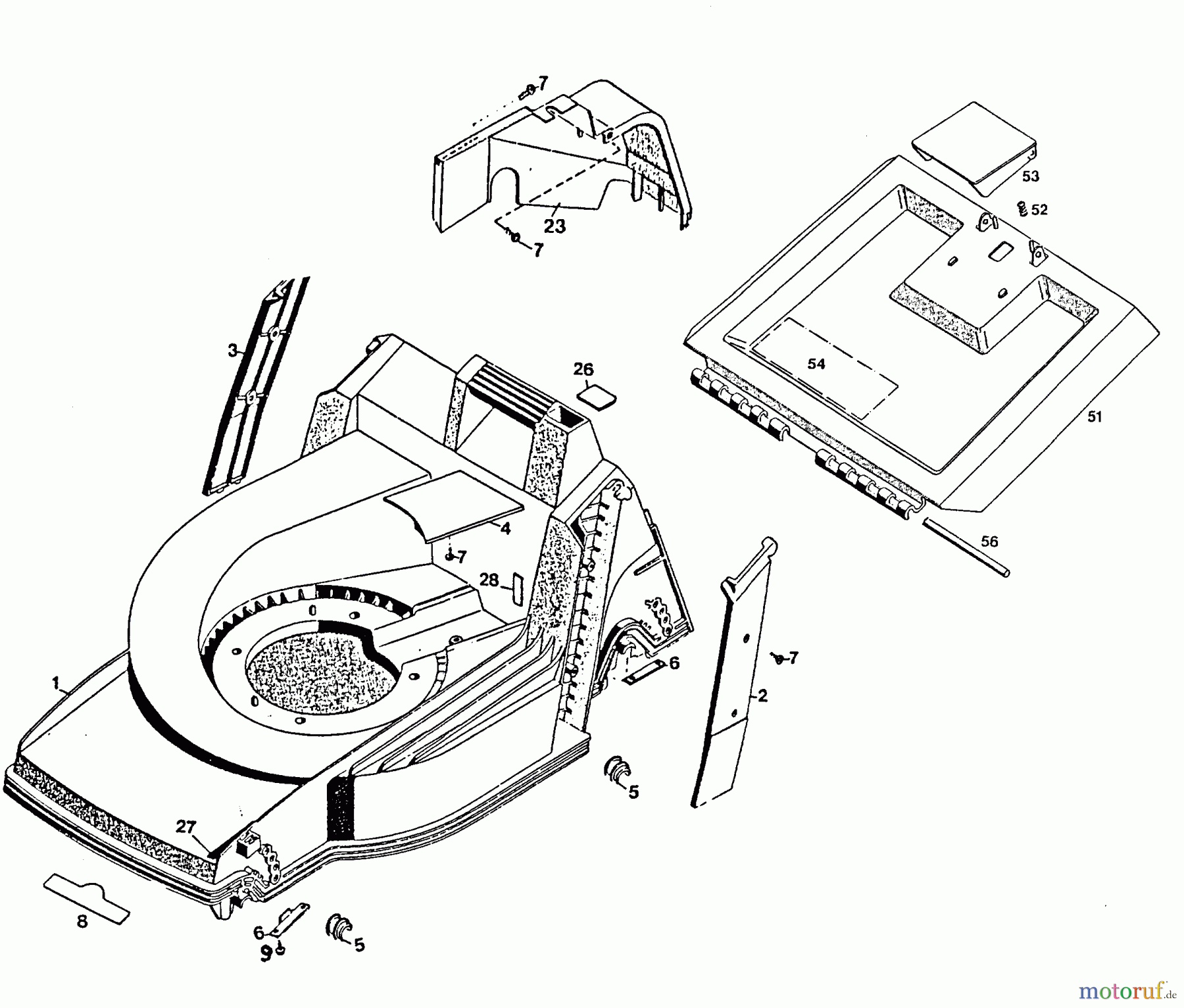  Wolf-Garten Elektromäher 2.42 E 4960680 Serie B  (1996) Heckklappe, Mähwerksgehäuse