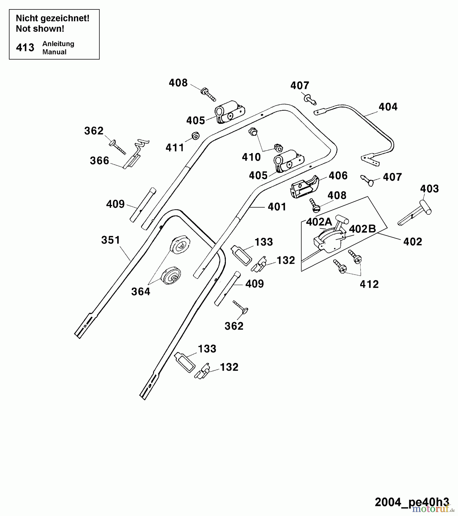  Wolf-Garten Motormäher Power Edition 40 H 4011005 Serie C, D  (2004) Holm