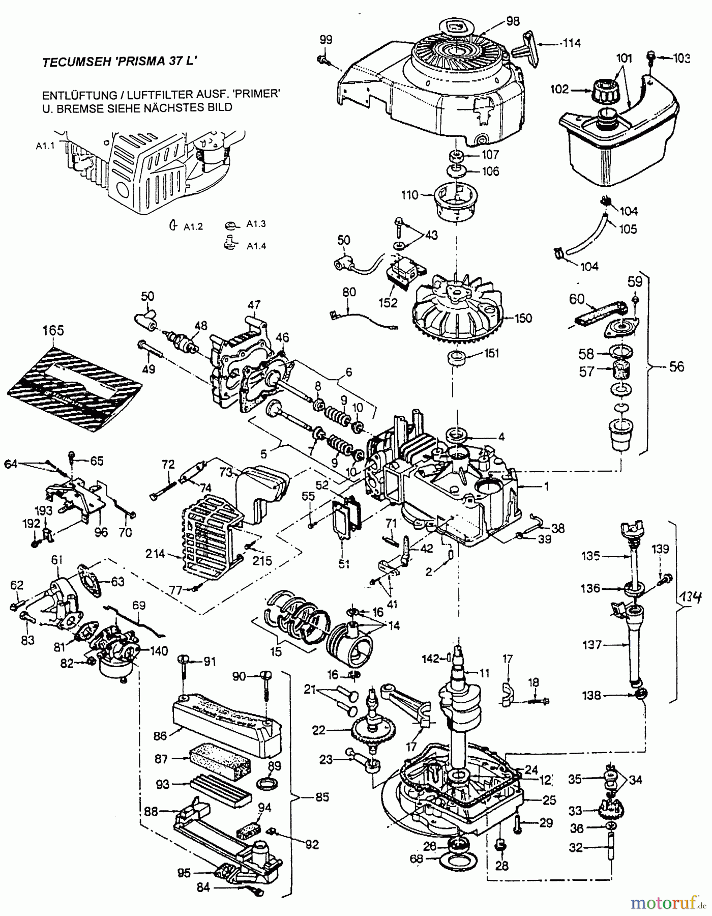  Wolf-Garten Benzinmotoren Tecumseh Prisma 37 2031055  (1996) Motor Prisma 37 L (1)