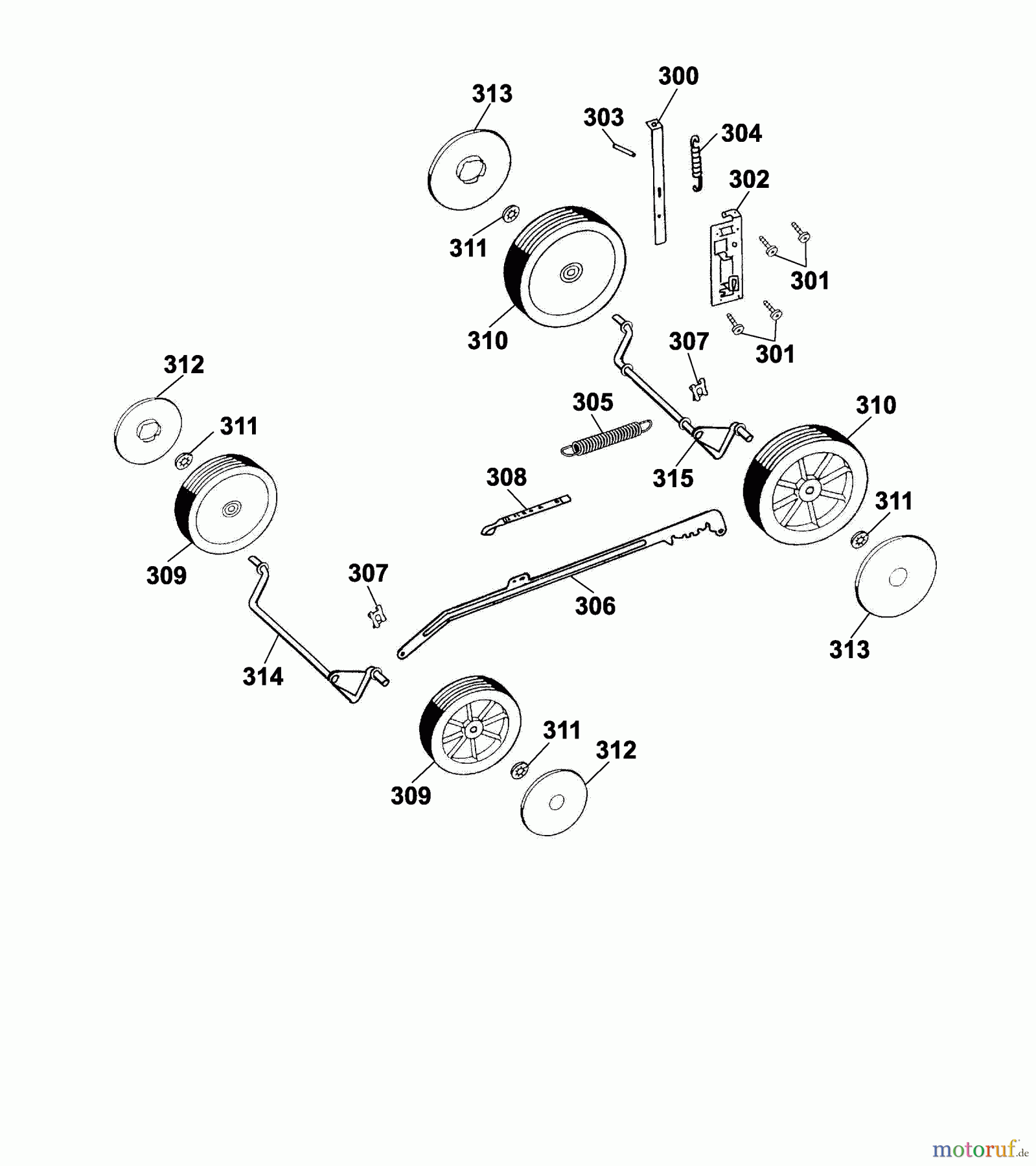  Wolf-Garten Motormäher Power Edition 40 TM 4014000 Serie D  (2005) Höhenverstellung, Räder