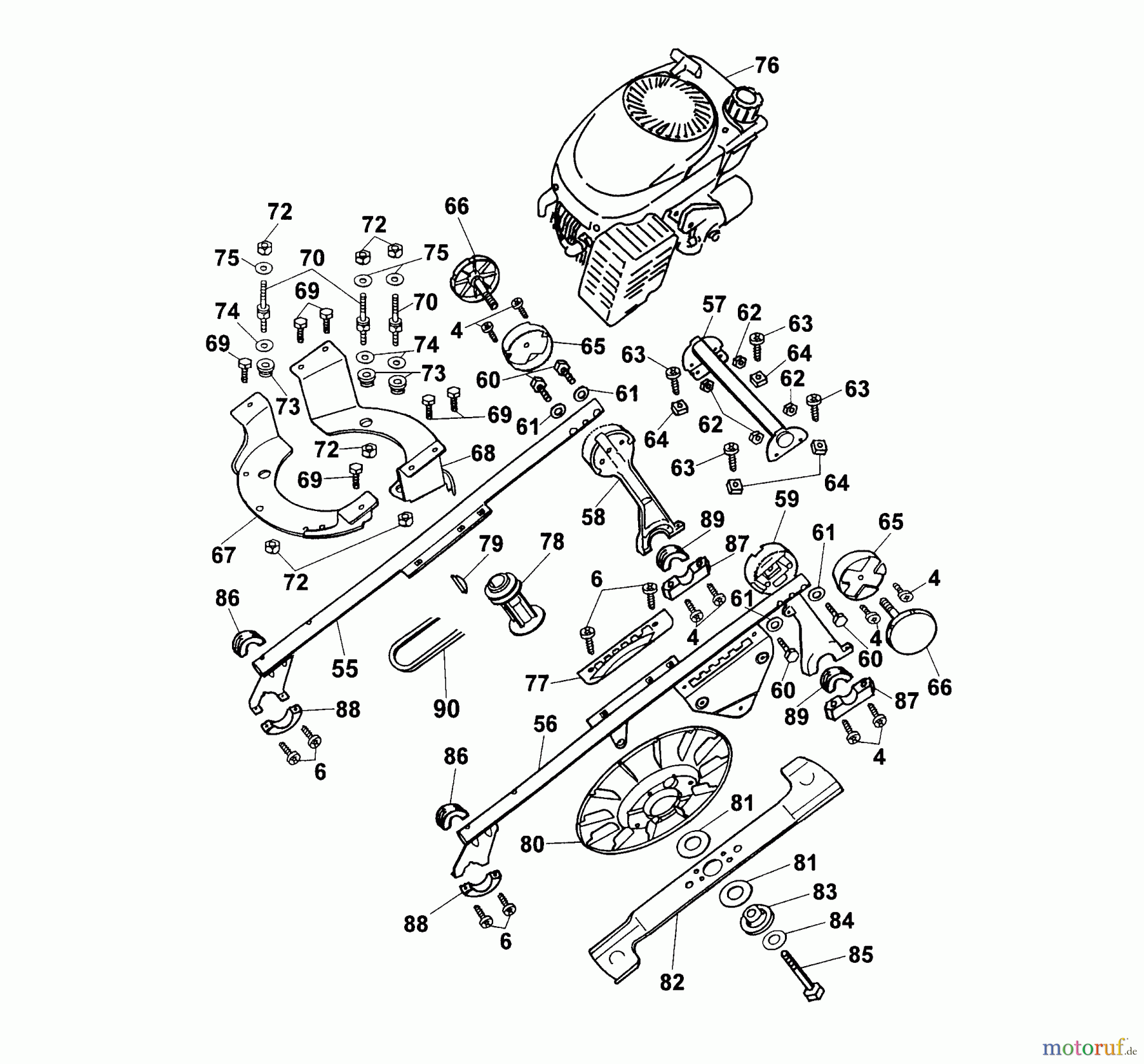  Wolf-Garten Motormäher mit Antrieb Concept 43 BA 4358000 Serie A  (1999) Gestell, Messer, Motor