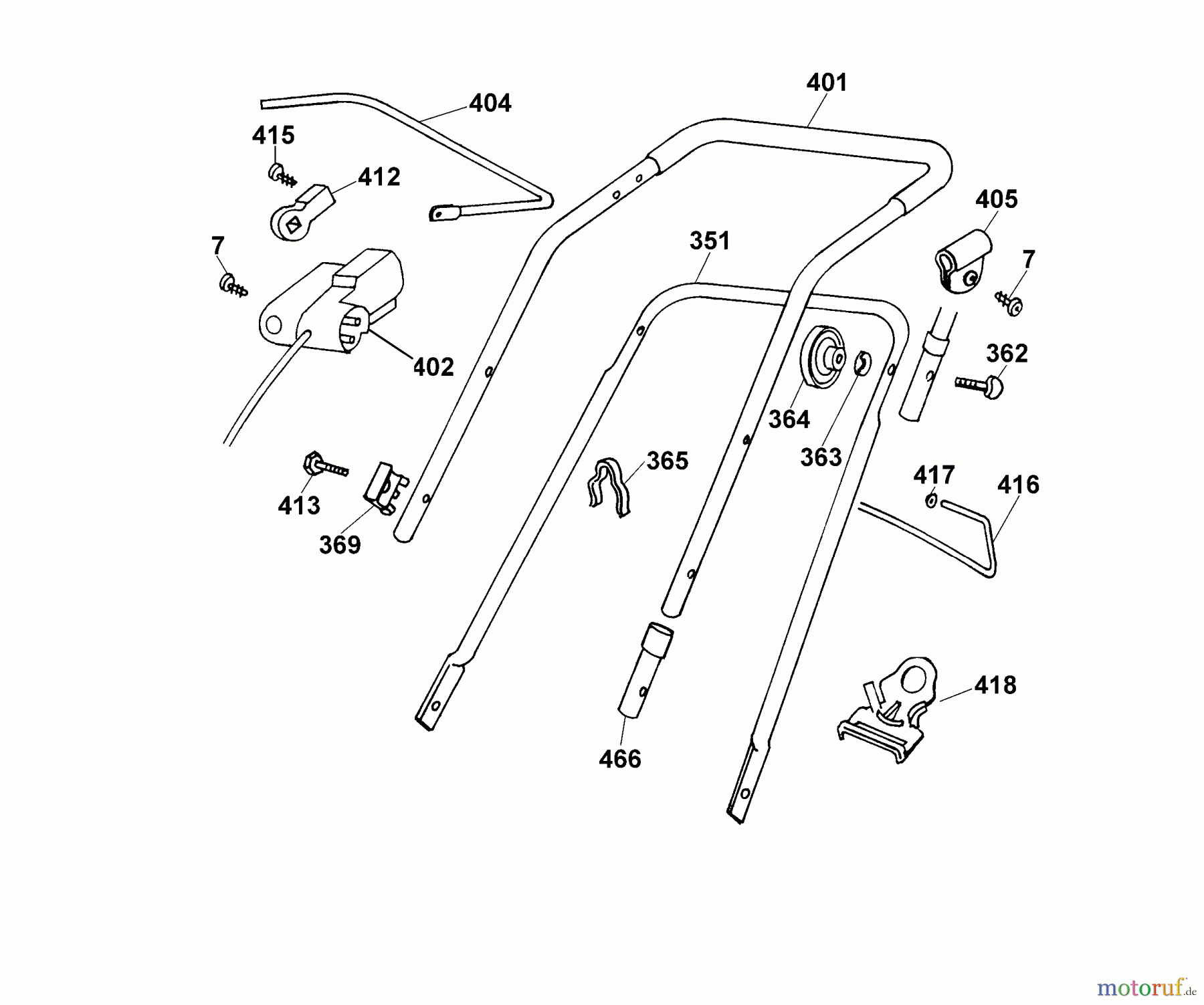  Wolf-Garten Elektromäher 4.40 E 4958000 Serie A, B, C  (2002) Holm