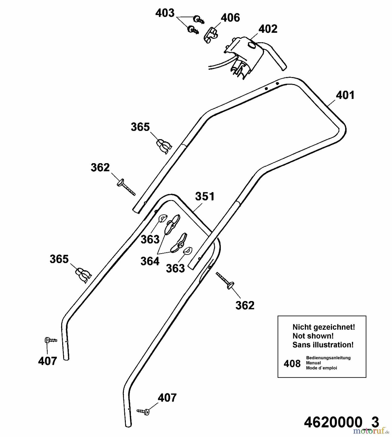 Wolf-Garten Elektromäher Esprit 46 E 4620003 Serie A (2001) Holm