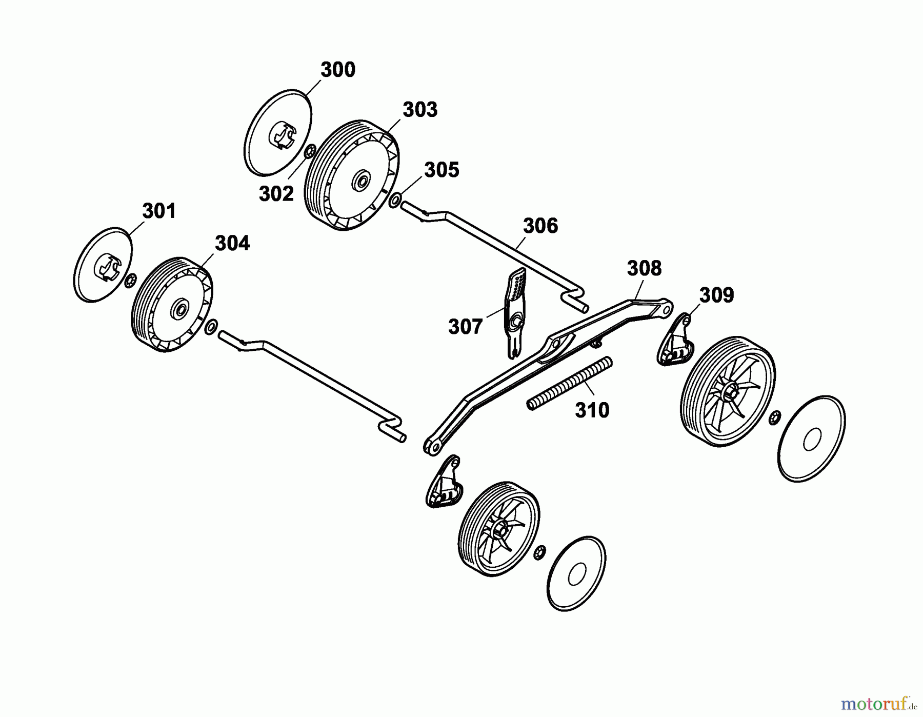  Wolf-Garten Elektromäher Compact plus 34 E 4904000 Serie A  (2005) Räder, Schnitthöhenverstellung