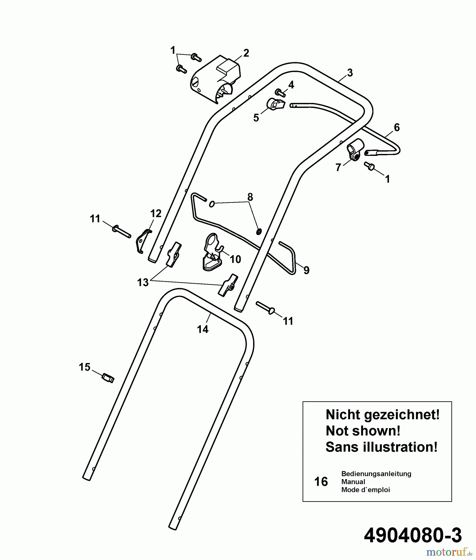Wolf-Garten Elektromäher Compact plus 34 E 4904080 Serie A (2006) Holm