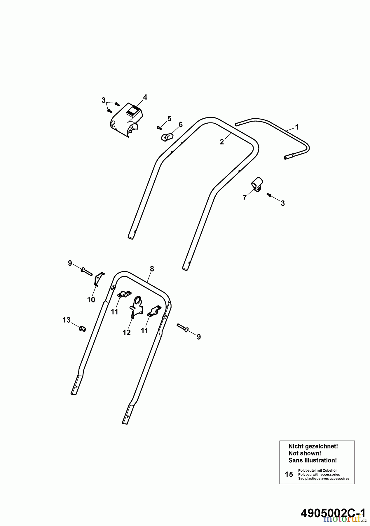 Wolf-Garten Elektromäher 2.32 E-1 4905002 Serie C (2009) Holm