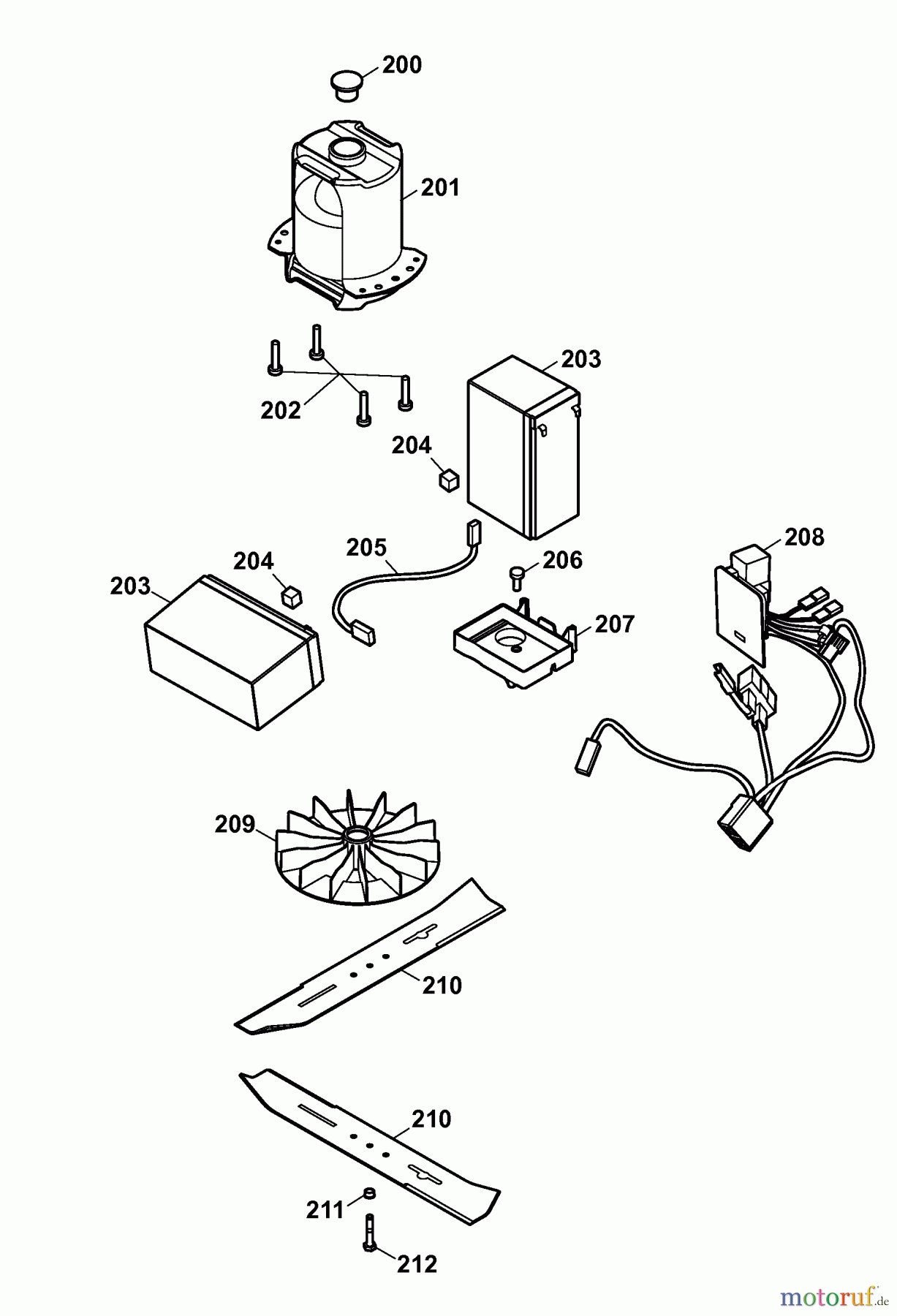  Wolf-Garten Akkumäher Compact plus 34 AC 4908000 Serie B  (2006) Messer, Messeraufnahme, Motor
