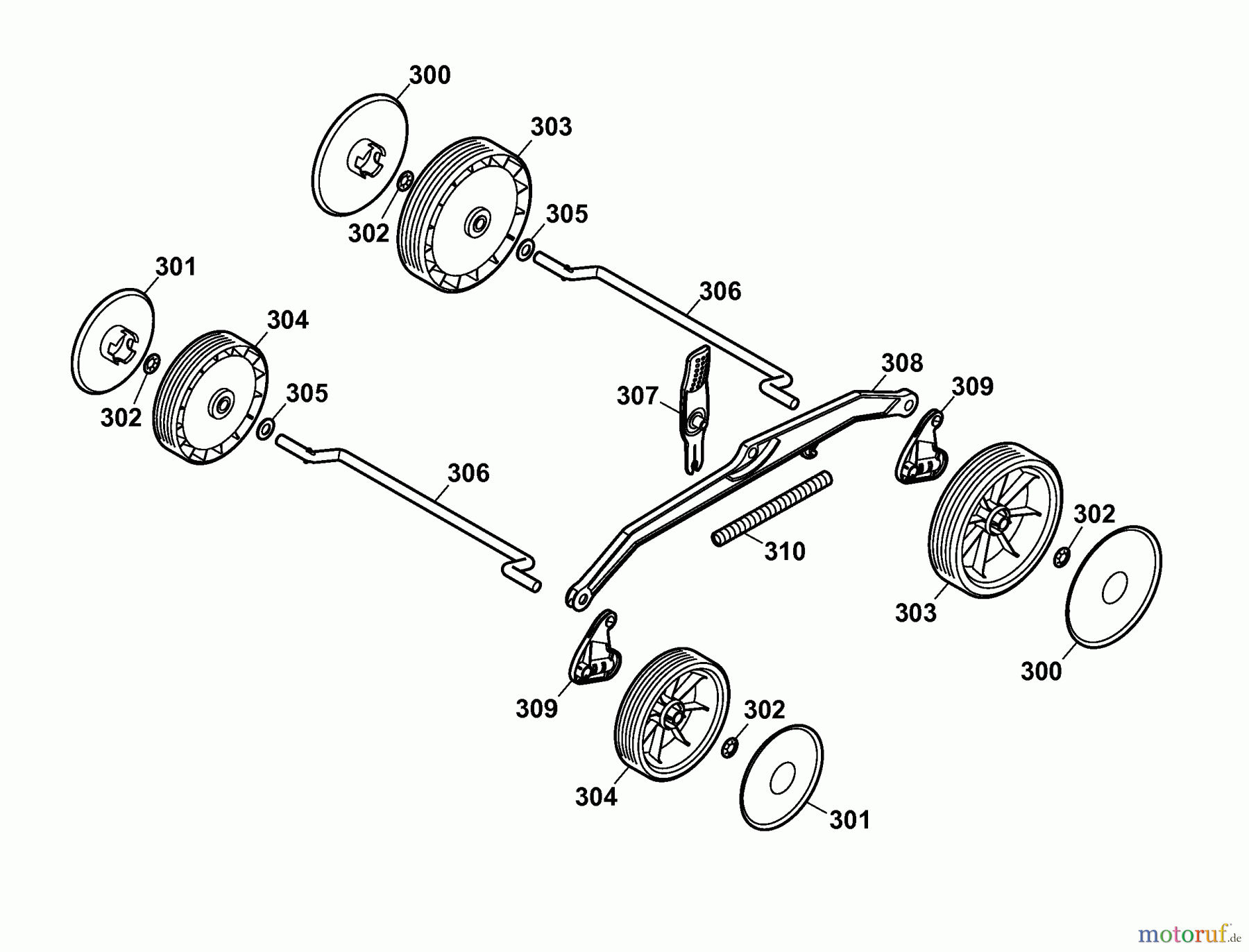  Wolf-Garten Elektromäher Compact plus 32 E 4913000 Serie A  (2006) Höhenverstellung, Räder