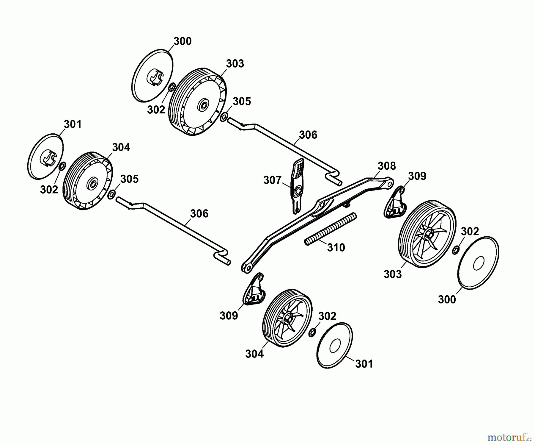  Wolf-Garten Elektromäher 2.37 E 4917000 Serie A  (2006) Räder, Schnitthöhenverstellung