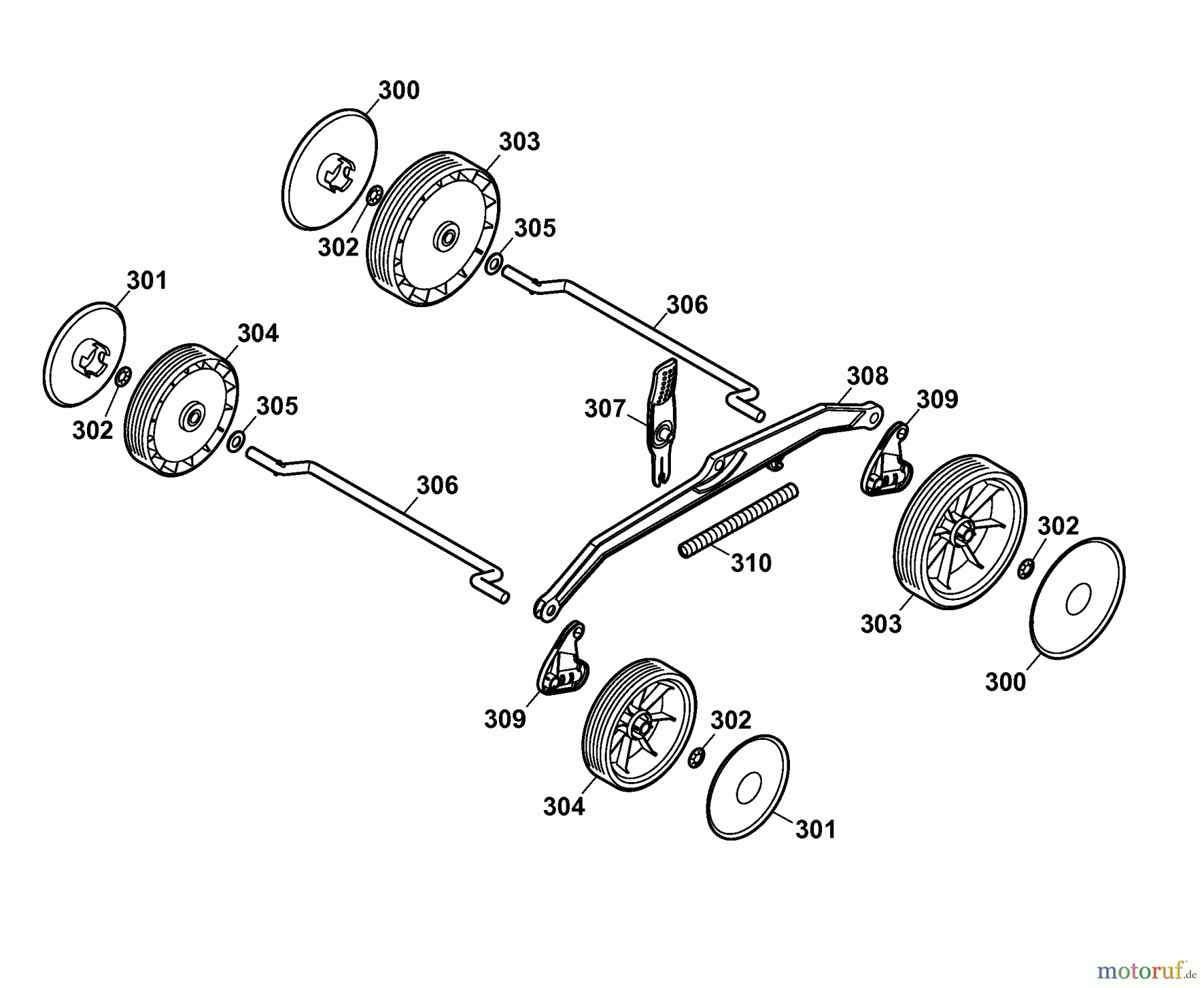  Wolf-Garten Elektromäher 2.37 E 4917003 Serie A  (2006) Räder, Schnitthöhenverstellung