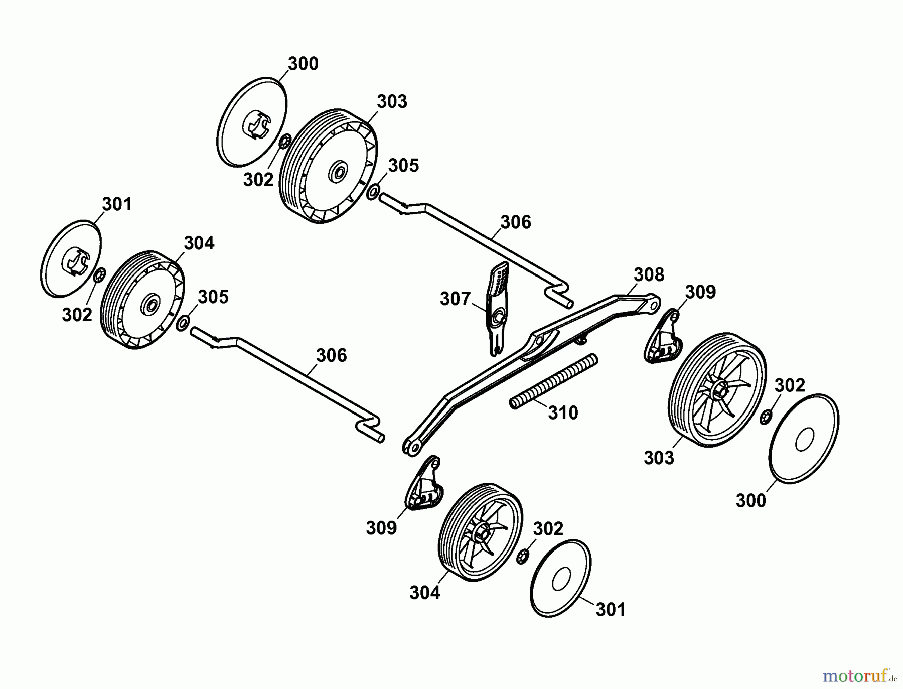  Wolf-Garten Elektromäher 2.37 XC 4917006 Serie A  (2006) Höhenverstellung, Räder