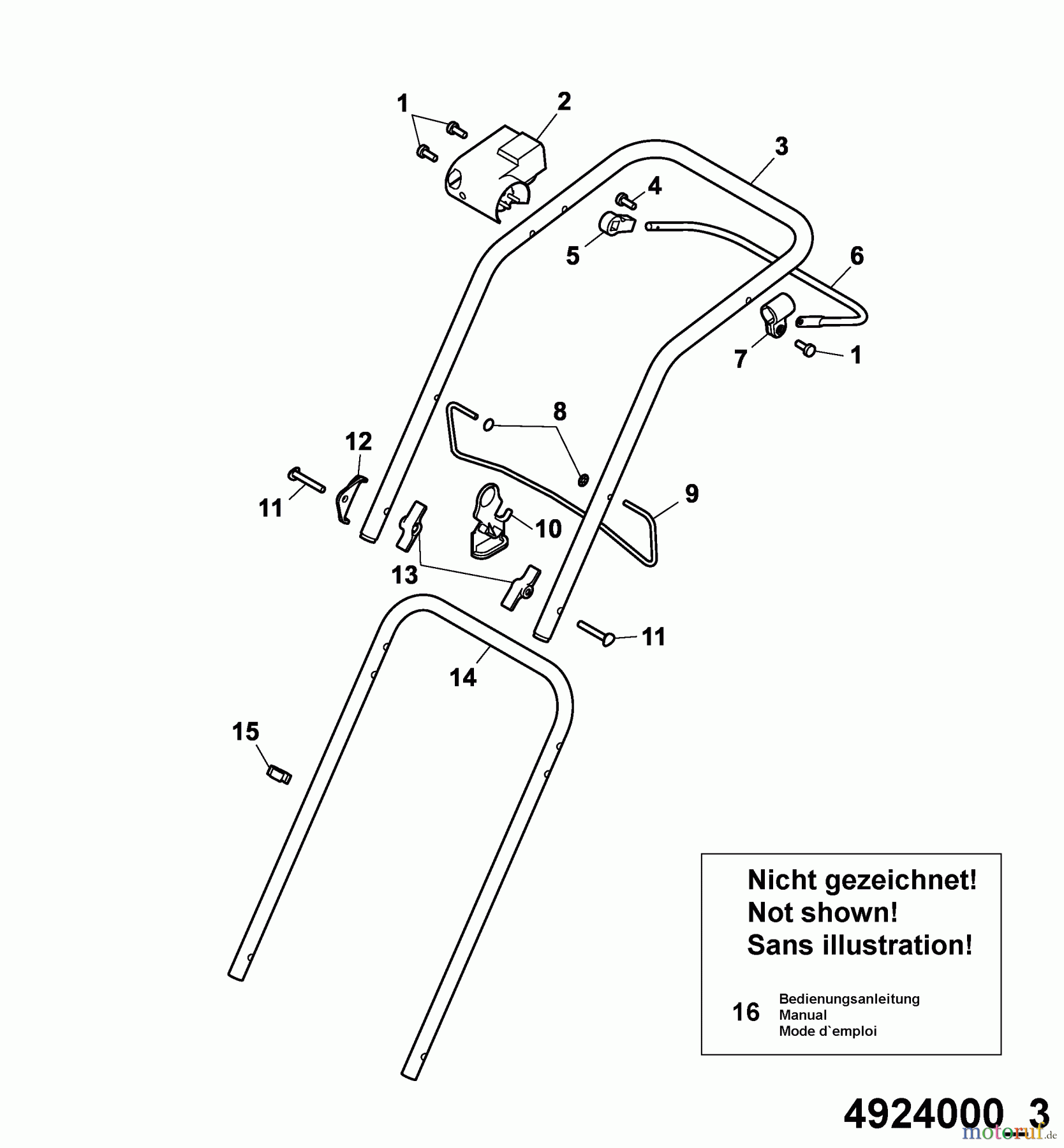 Wolf-Garten Elektromäher Power Edition 34 E 4924000 Serie A  (2005) Holm