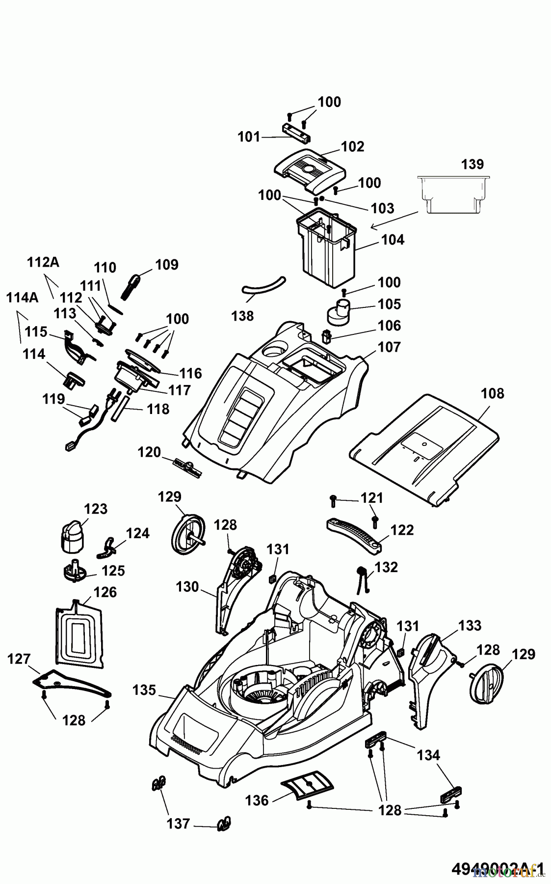 Wolf-Garten Hybridmäher Hybrid Power 40 4949002 Serie A (2009) Mähwerksgehäuse