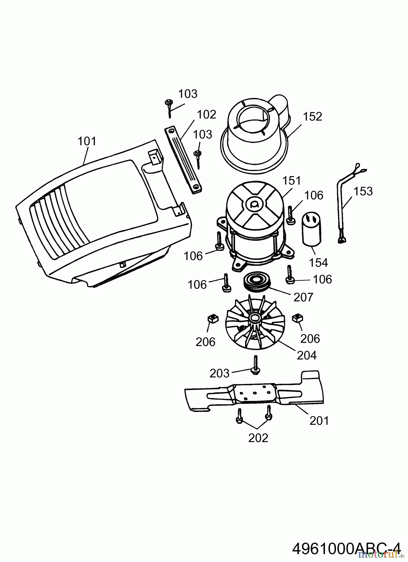 Wolf-Garten Elektromäher Esprit 40 E 4961000 Serie A, B, C (2002) Elektromotor, Messer