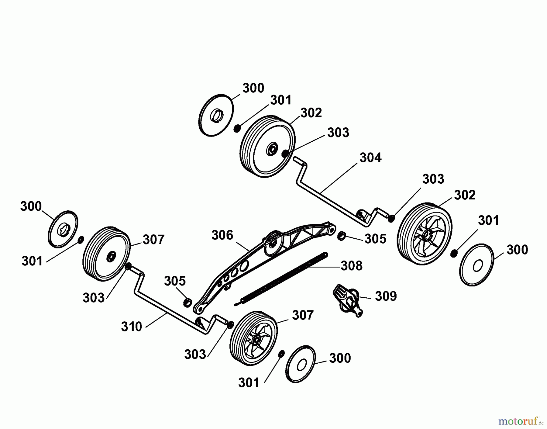  Wolf-Garten Elektromäher 1.40 XC 4968088 Serie B  (2009) Räder, Schnitthöhenverstellung
