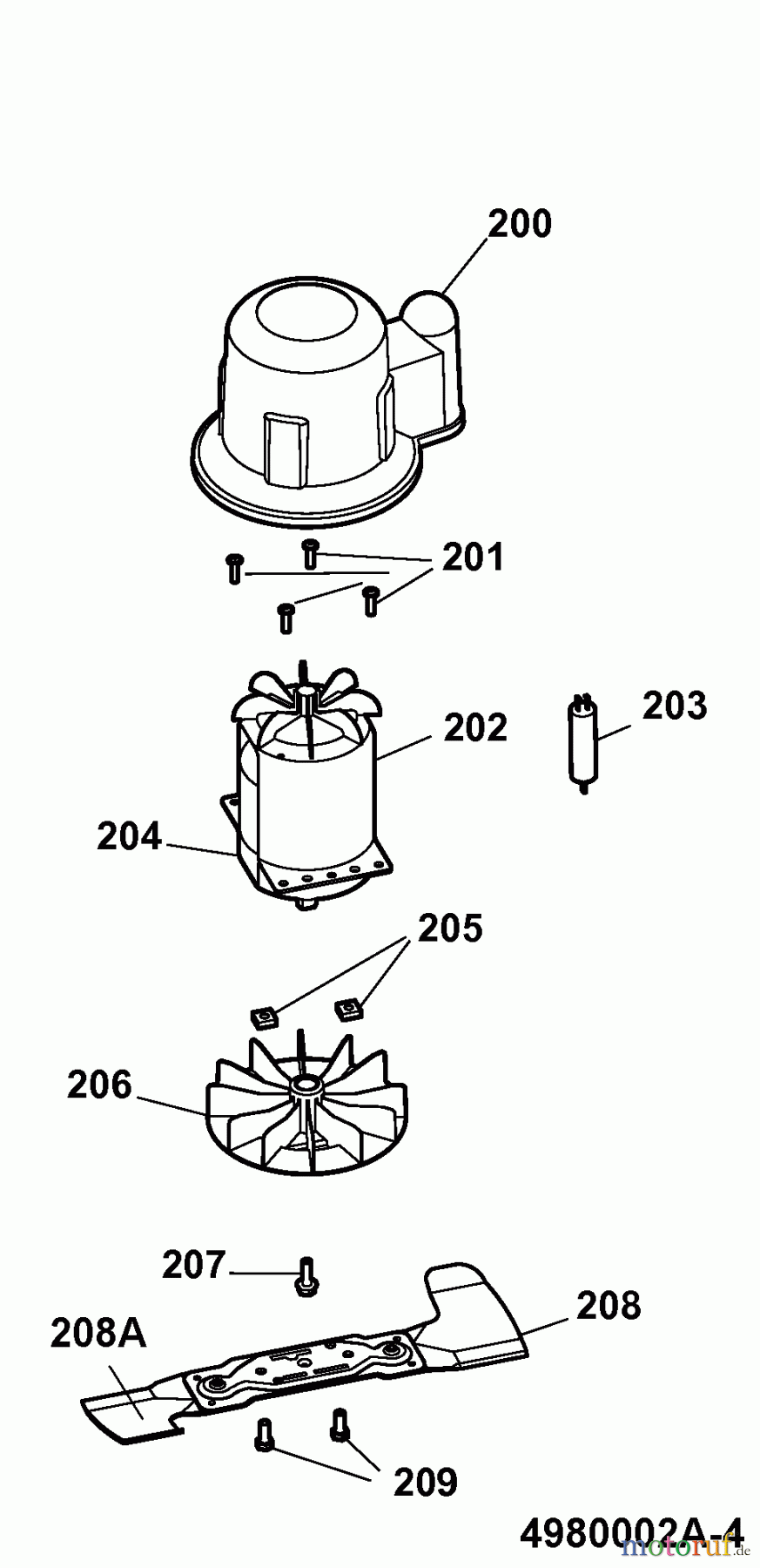  Wolf-Garten Elektromäher Power Edition 40 E-1 4980002 Serie A  (2009) Messer, Messeraufnahme, Motor