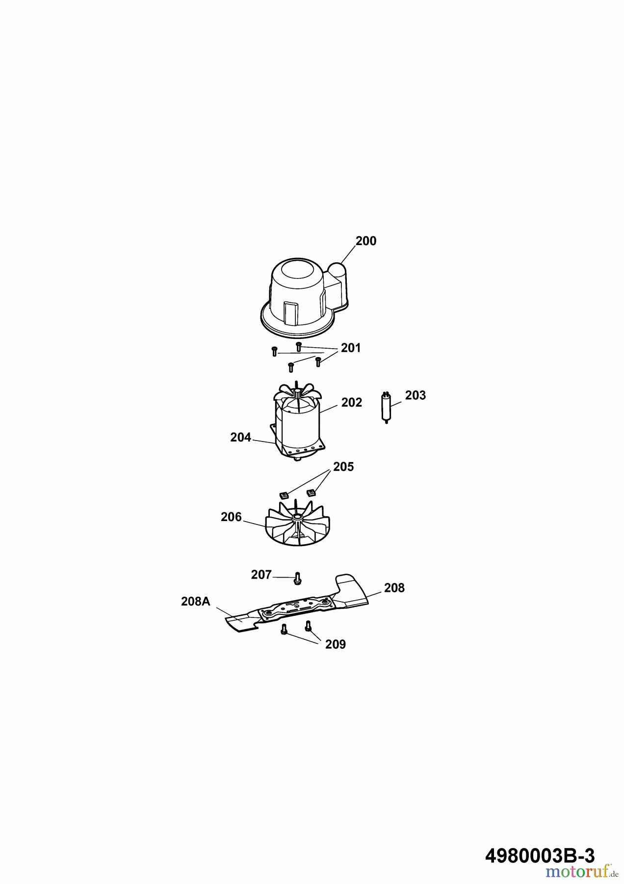  Wolf-Garten Elektromäher Power Edition 40 E-1 4980003 Serie B  (2009) Messer, Messeraufnahme, Motor