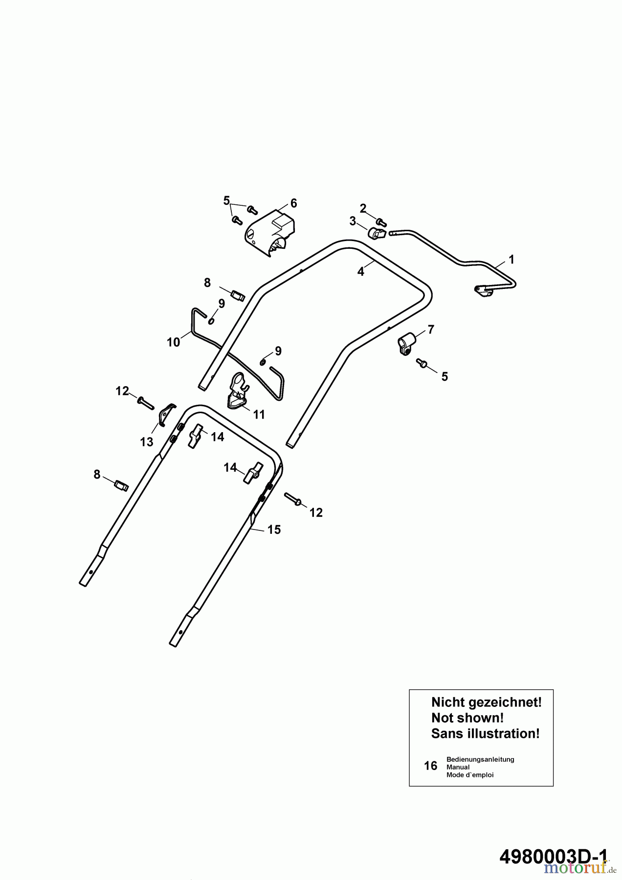  Wolf-Garten Elektromäher Power Edition 40 E-1 4980003 Serie D  (2009) Holm