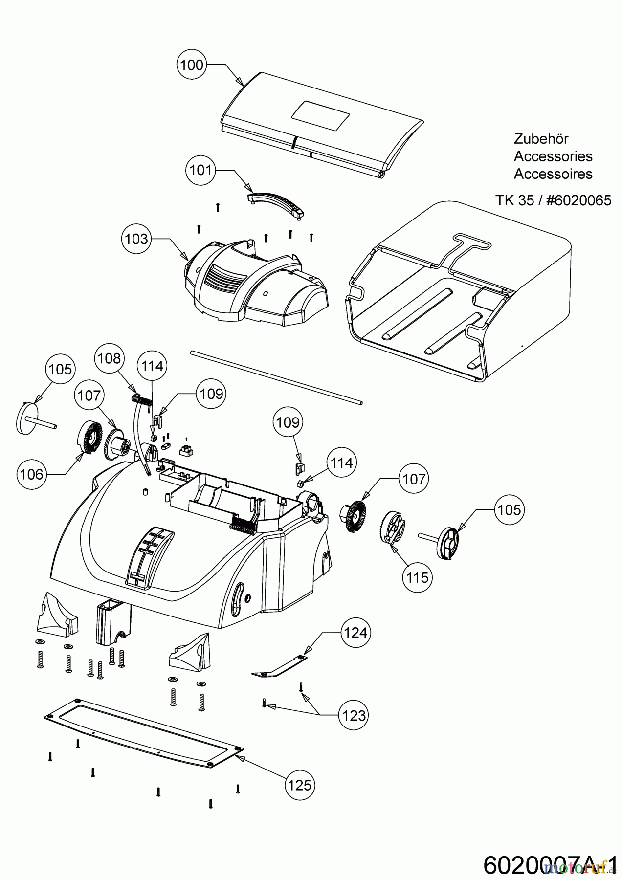  Wolf-Garten Elektrovertikutierer Campus 300 V 6020007 Serie A  (2008) Abdeckungen, Heckklappe