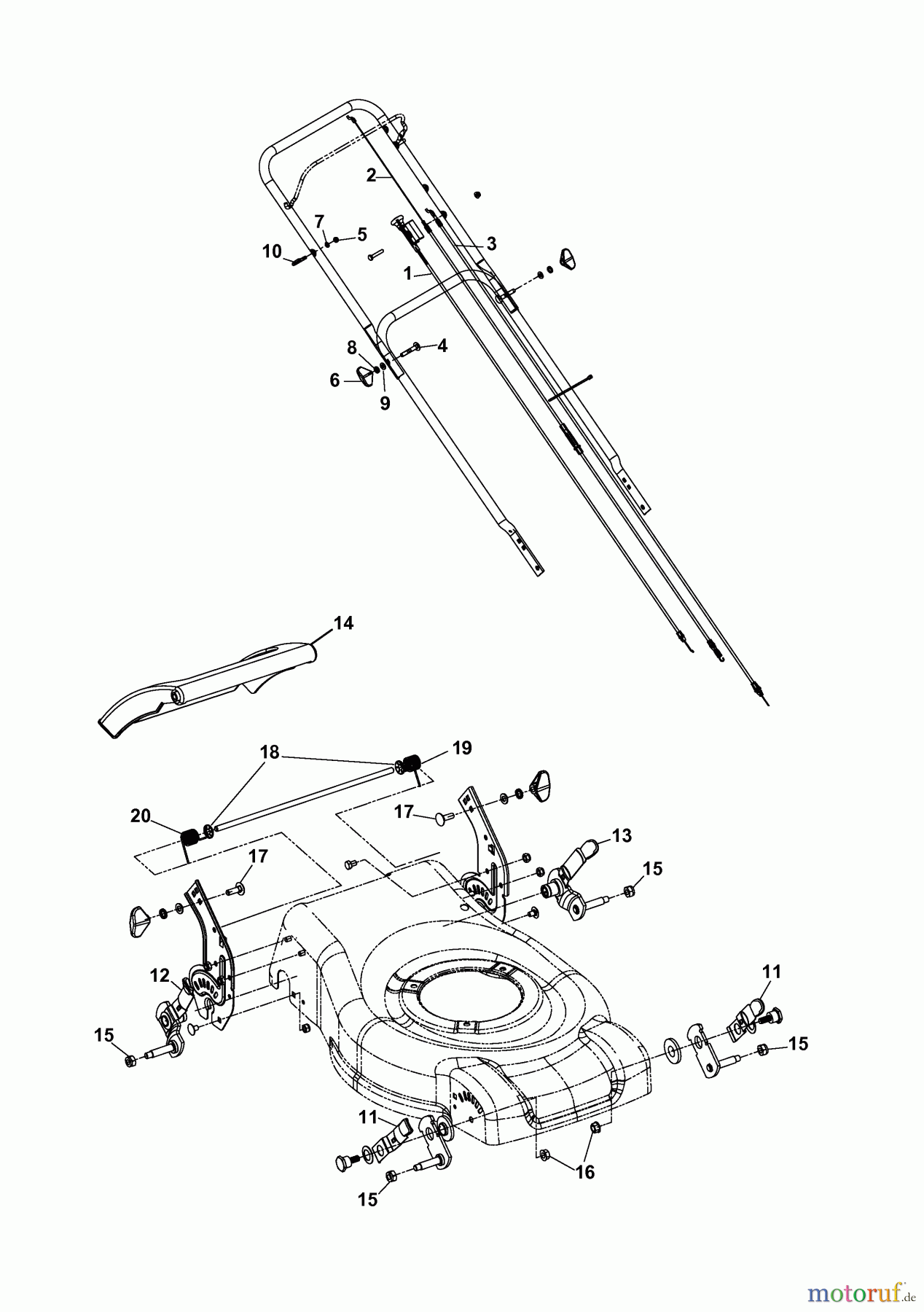  Wolf-Garten Motormäher mit Antrieb Campus 46 BA 6046000 Serie A  (2007) Bowdenzüge, Holm