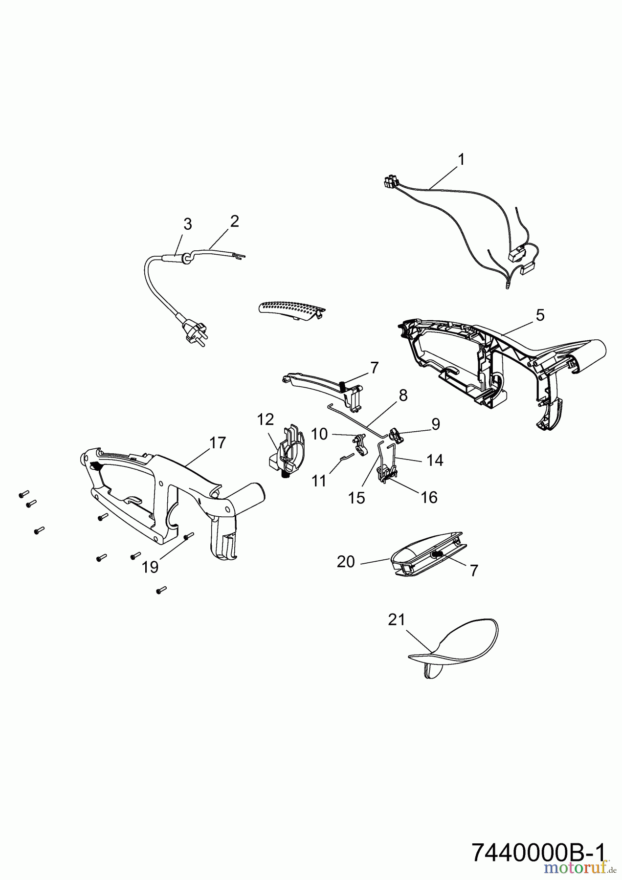  Wolf-Garten Heckenscheren HSE 45 V 7440003 Serie B  (2008) Handgriff, Schalter, Stiel